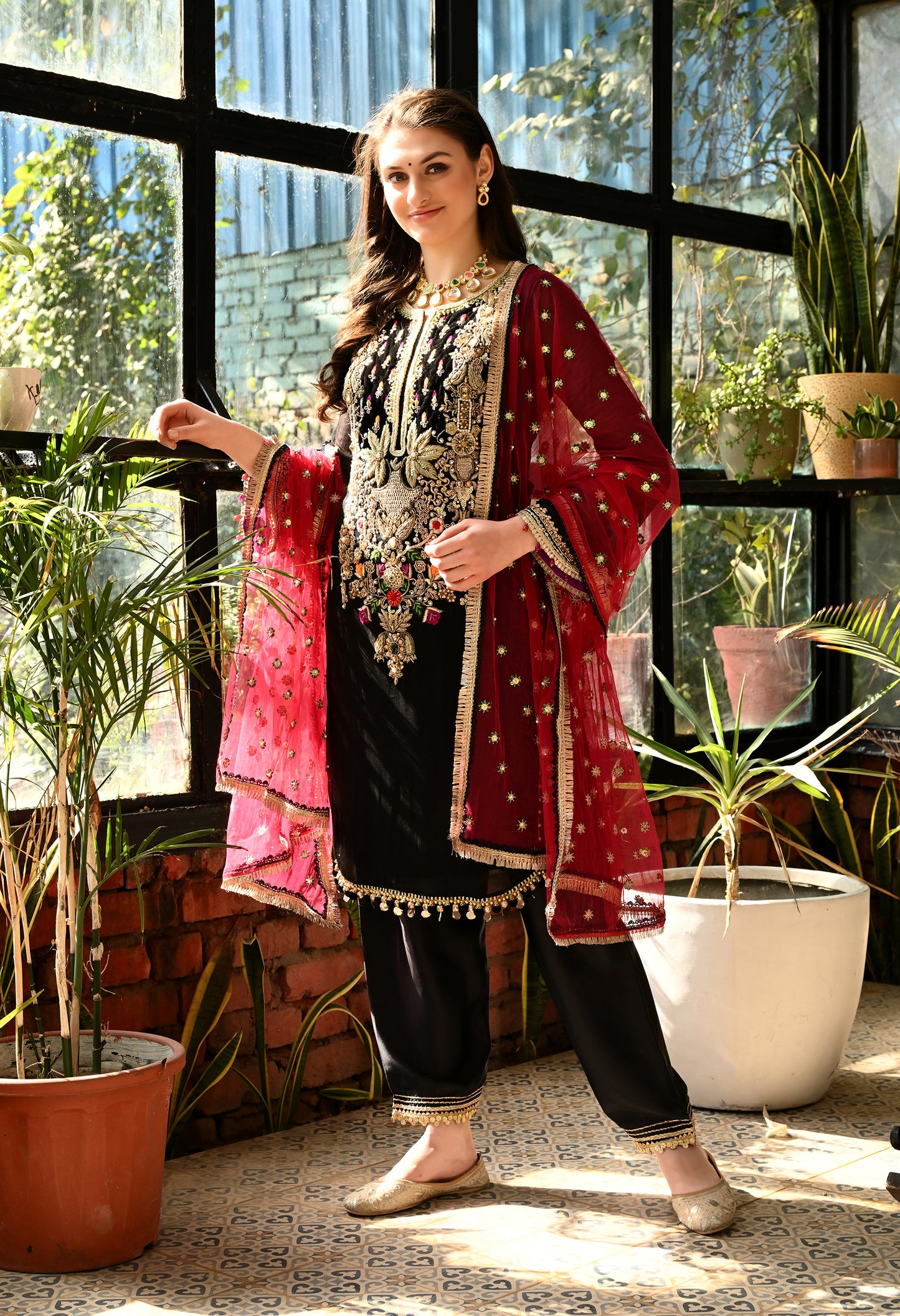 Dreamy Black Kurta Set with Zardozi, Dabka, and Resham Work