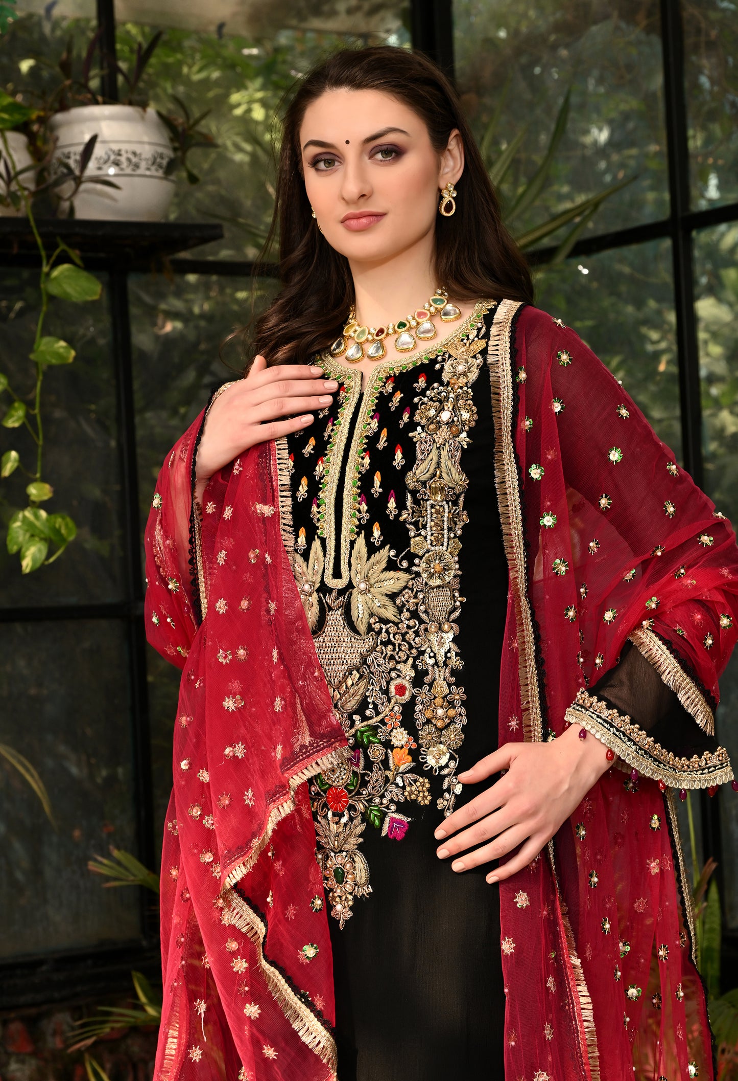 Dreamy Black Kurta Set with Zardozi, Dabka, and Resham Work