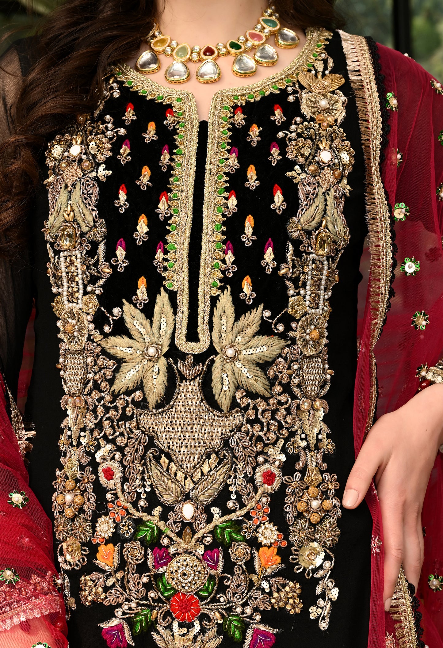 Dreamy Black Kurta Set with Zardozi, Dabka, and Resham Work
