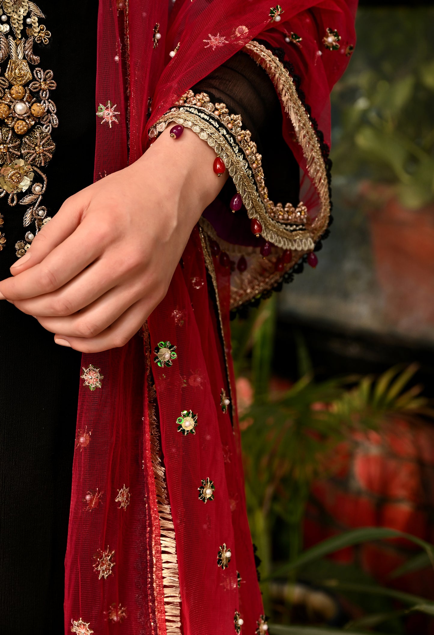 Dreamy Black Kurta Set with Zardozi, Dabka, and Resham Work