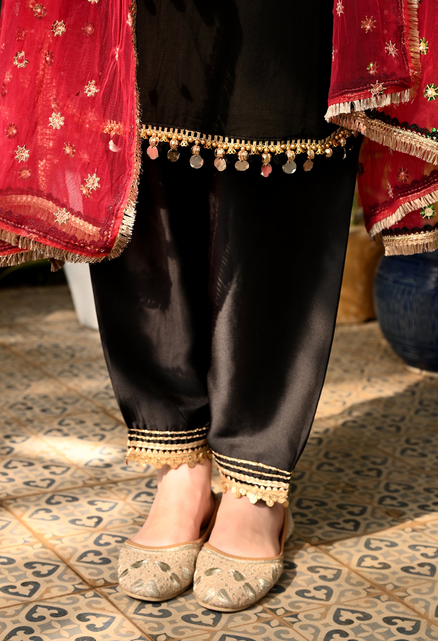 Dreamy Black Kurta Set with Zardozi, Dabka, and Resham Work