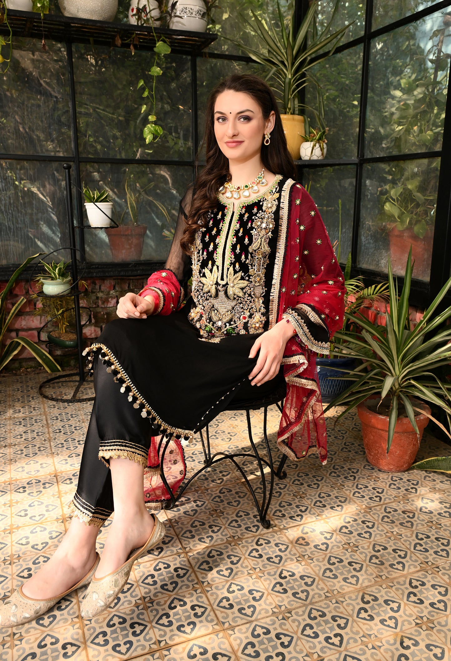 Dreamy Black Kurta Set with Zardozi, Dabka, and Resham Work