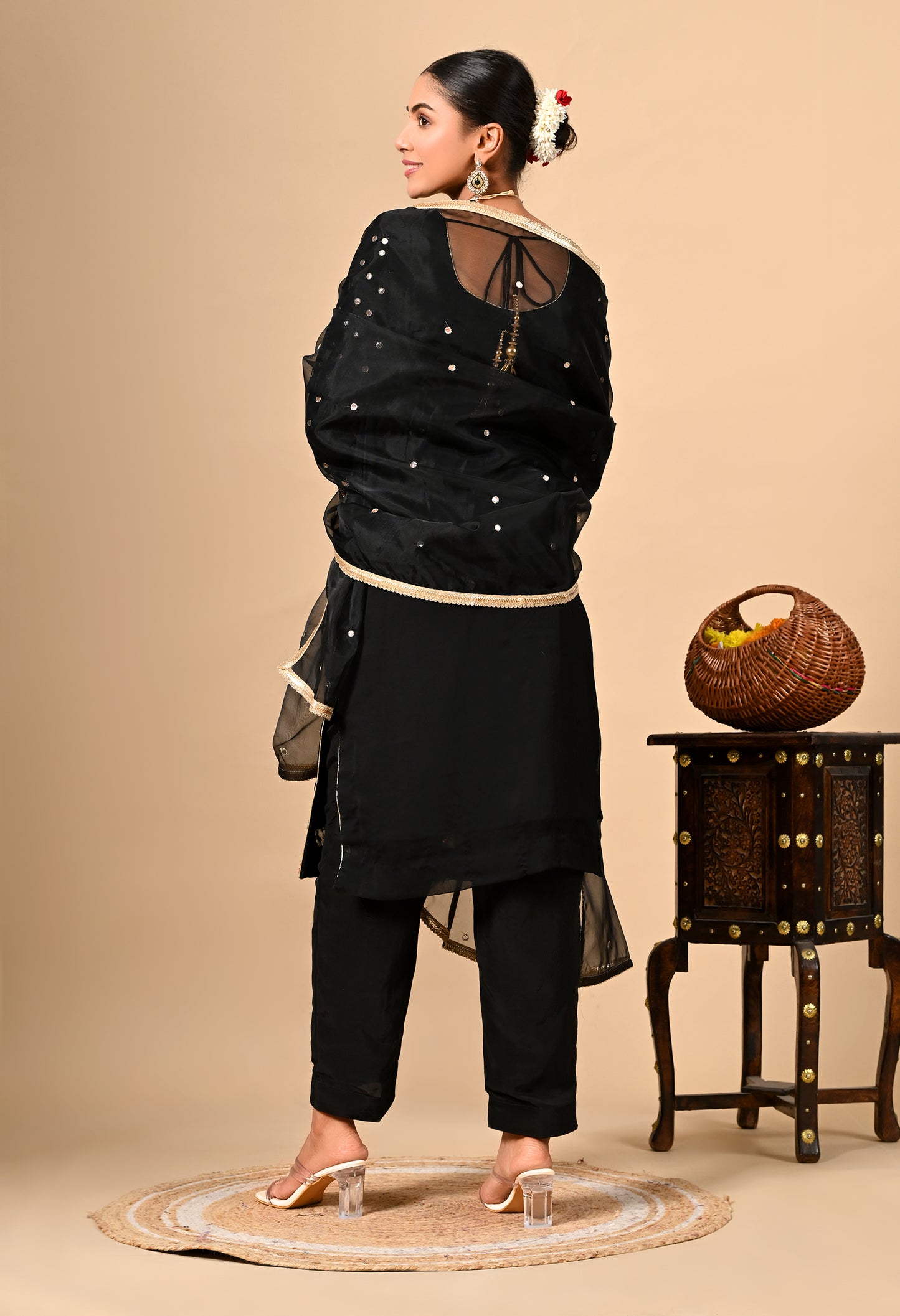 Black Kurta Set with Astonishing Gota Patti, Dabka, Thread, and Zardozi Work