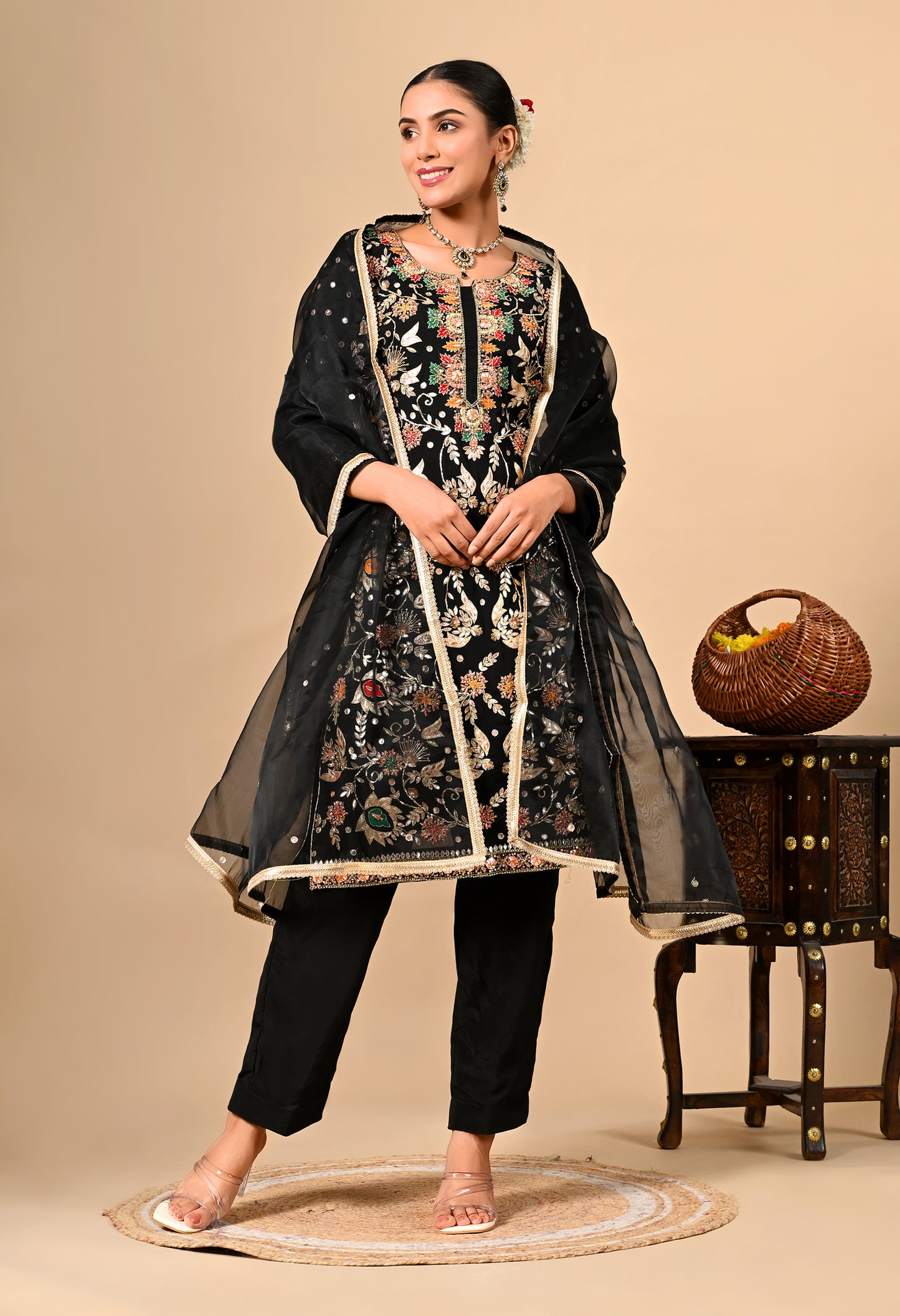 Black Kurta Set with Astonishing Gota Patti, Dabka, Thread, and Zardozi Work