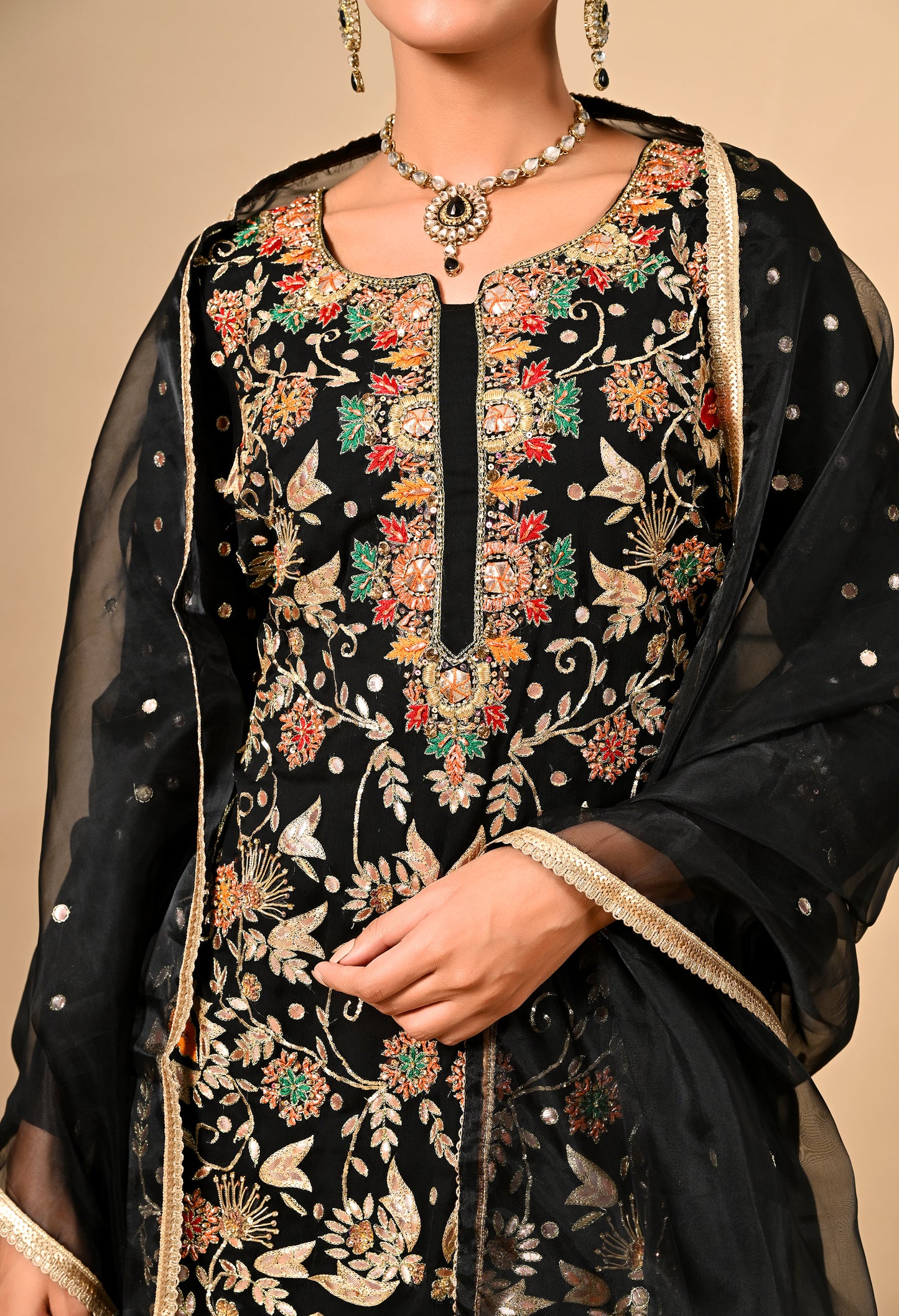 Black Kurta Set with Astonishing Gota Patti, Dabka, Thread, and Zardozi Work