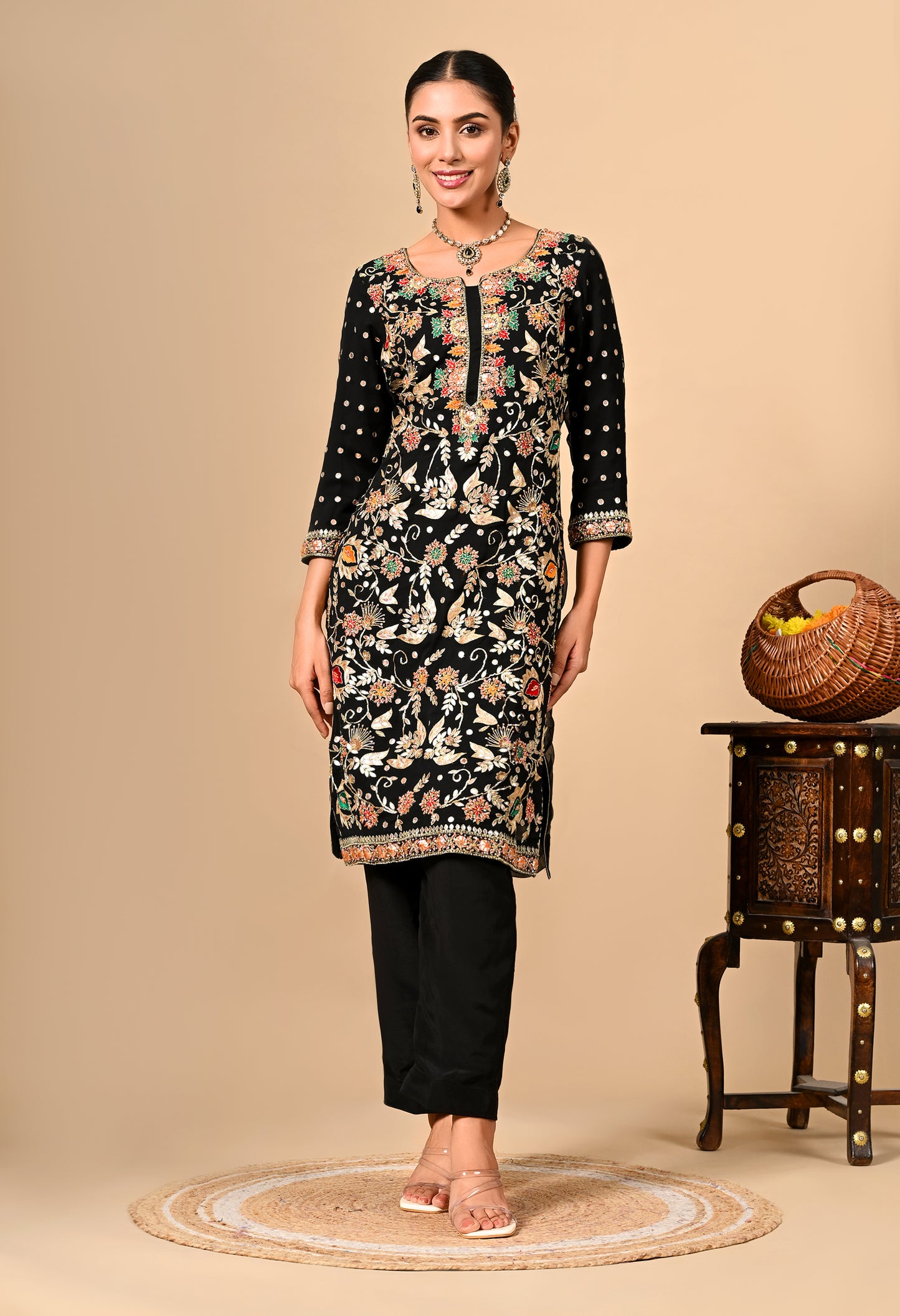 Black Kurta Set with Astonishing Gota Patti, Dabka, Thread, and Zardozi Work