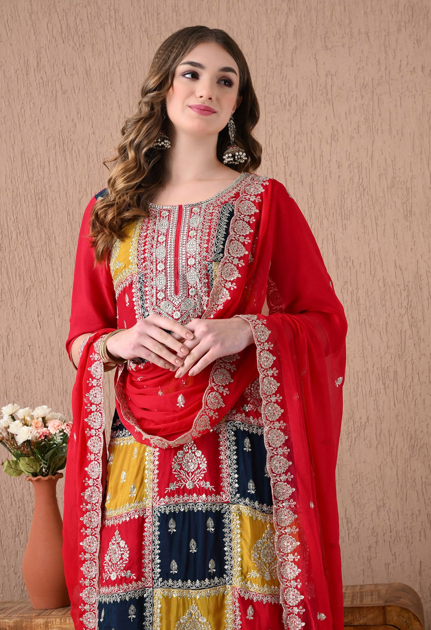 Elegant Red Kurta Set with Mesmerising Zardozi and Sequin Work