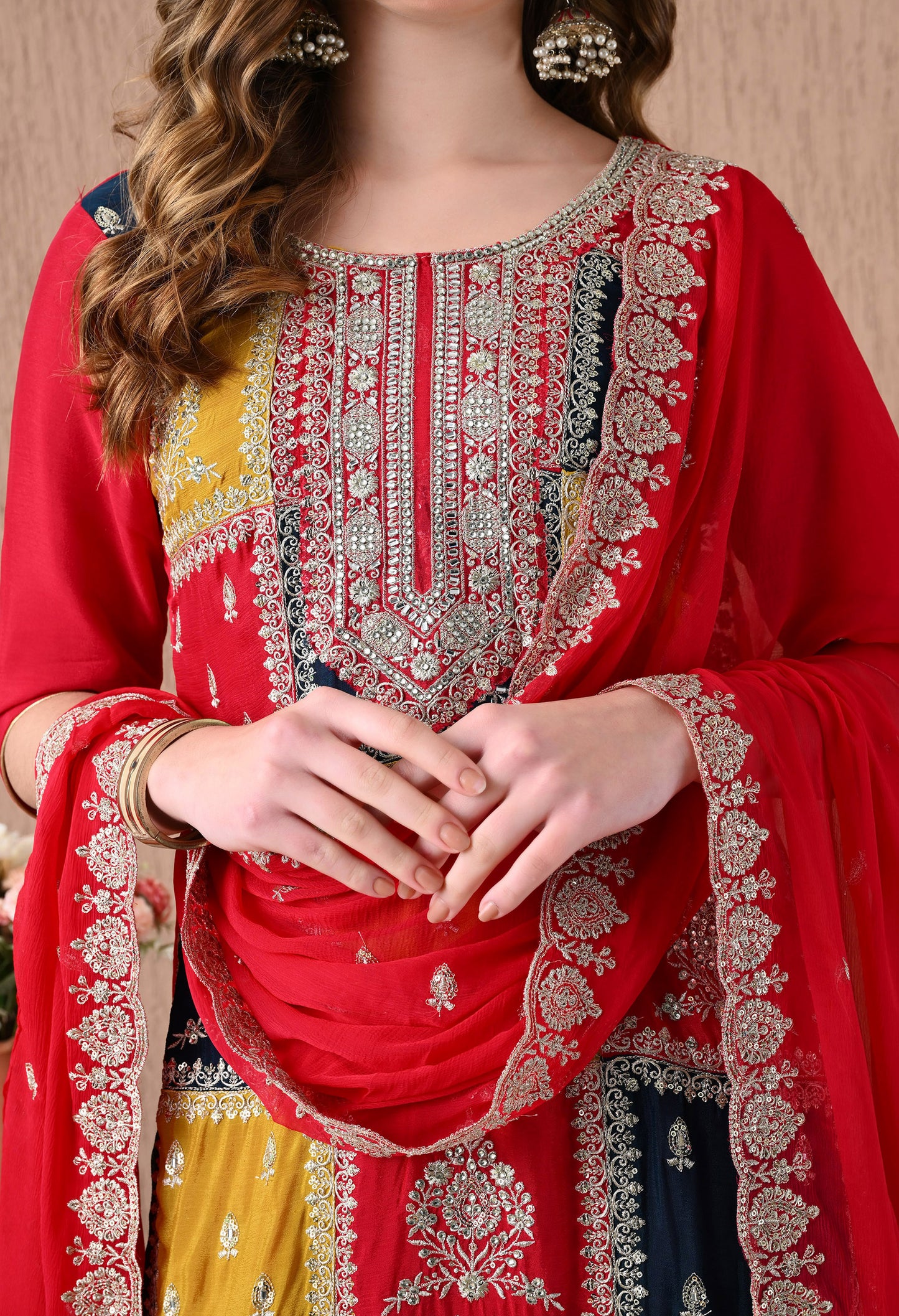 Elegant Red Kurta Set with Mesmerising Zardozi and Sequin Work