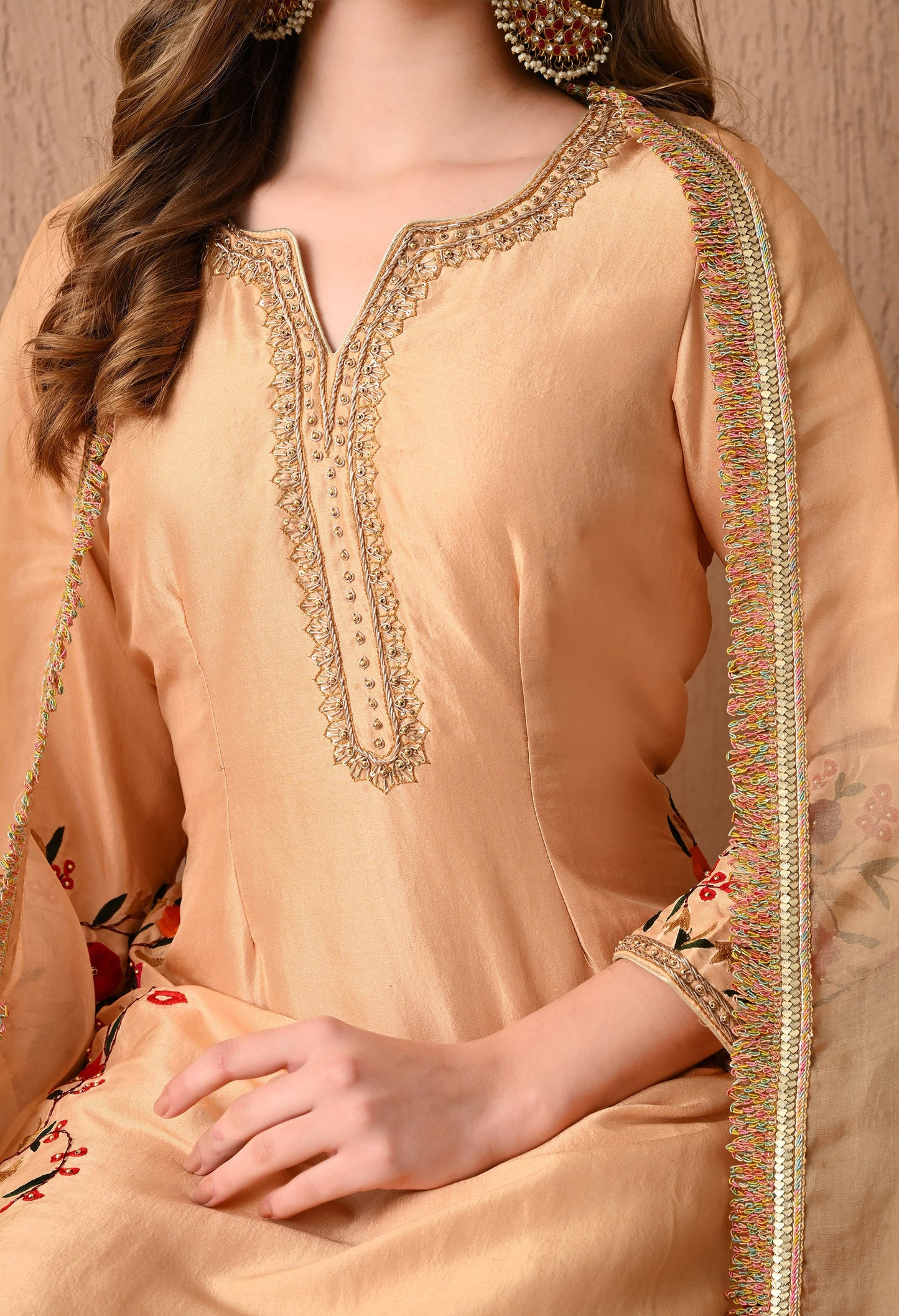 Stunning Creamish Yellow Kurta Set with Beautiful Zardozi, and Thread Work