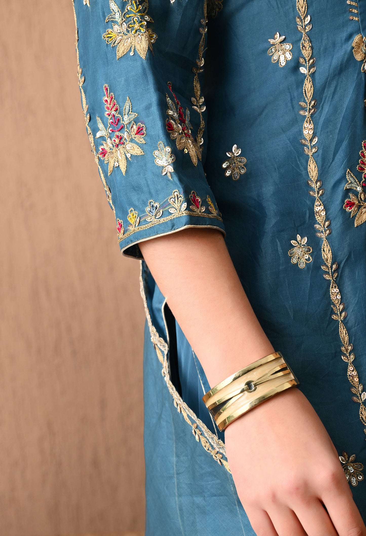 Sophisticated French Blue Organza Kurta Set with Exquisite Embroidery