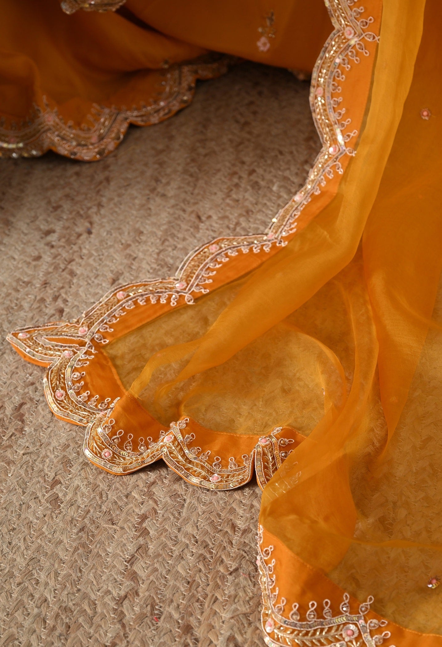 Mustard Yellow Sharara Set with Zardozi & Sequins Work