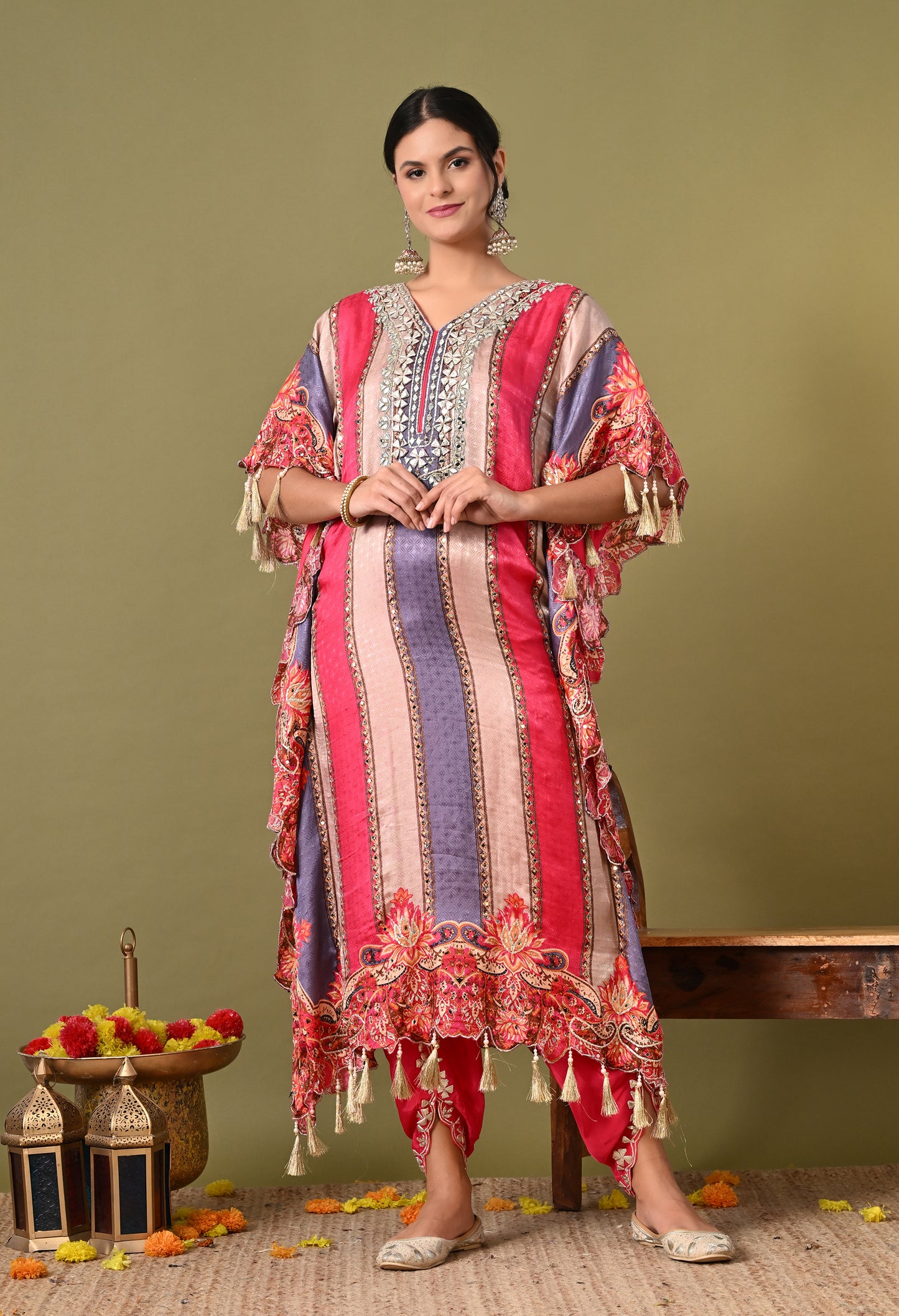 Graceful Magenta Pink Kaftan Set with Gotta Work