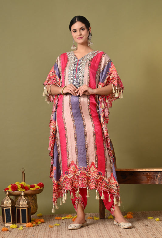 Graceful Magenta Pink Kaftan Set with Gotta Work