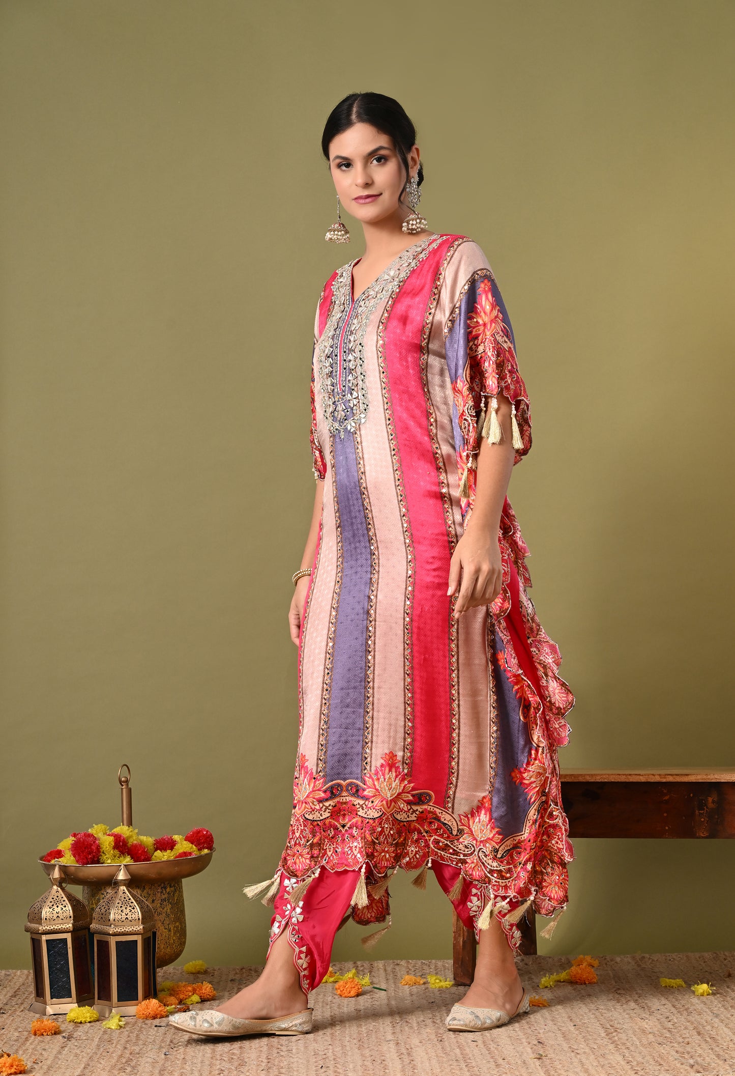 Graceful Magenta Pink Kaftan Set with Gotta Work