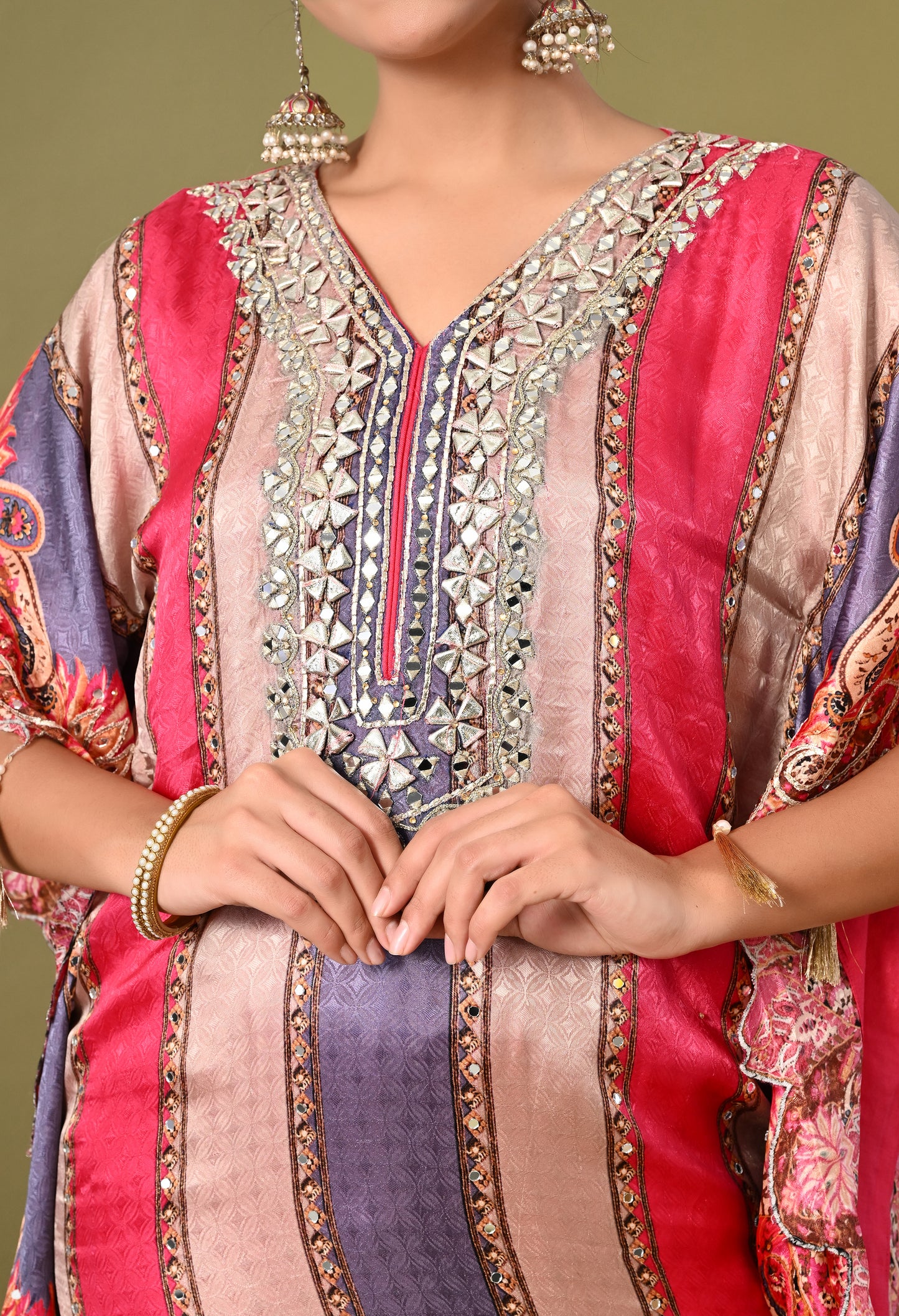 Graceful Magenta Pink Kaftan Set with Gotta Work