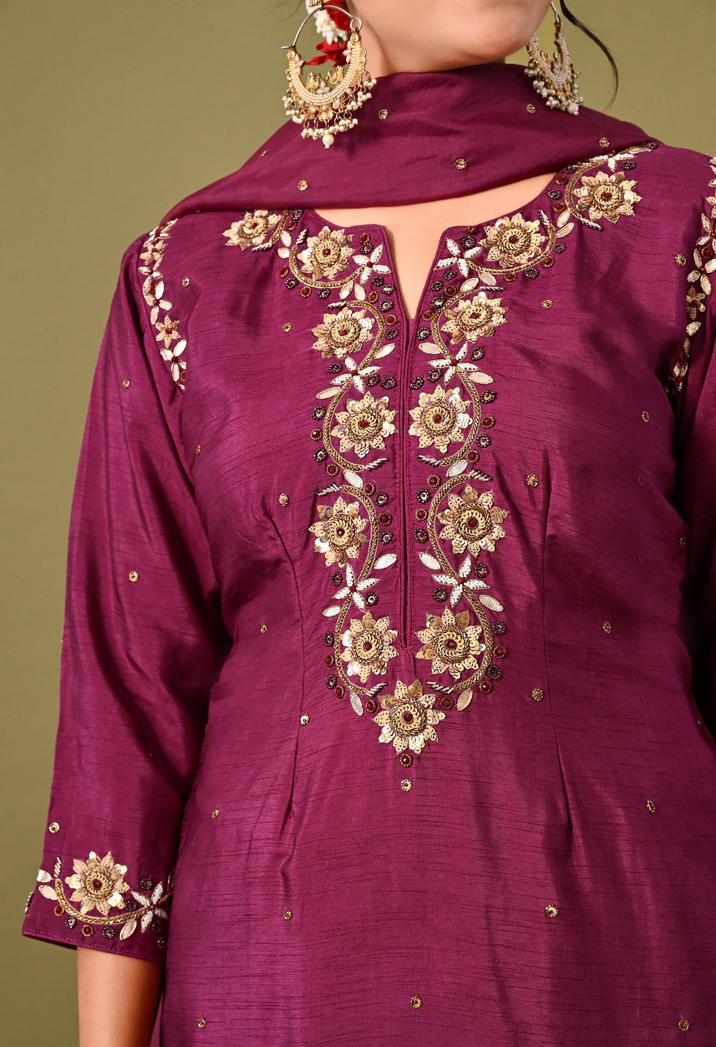 Elegant Black Pink Kurta Set with Intricate Zardozi Work