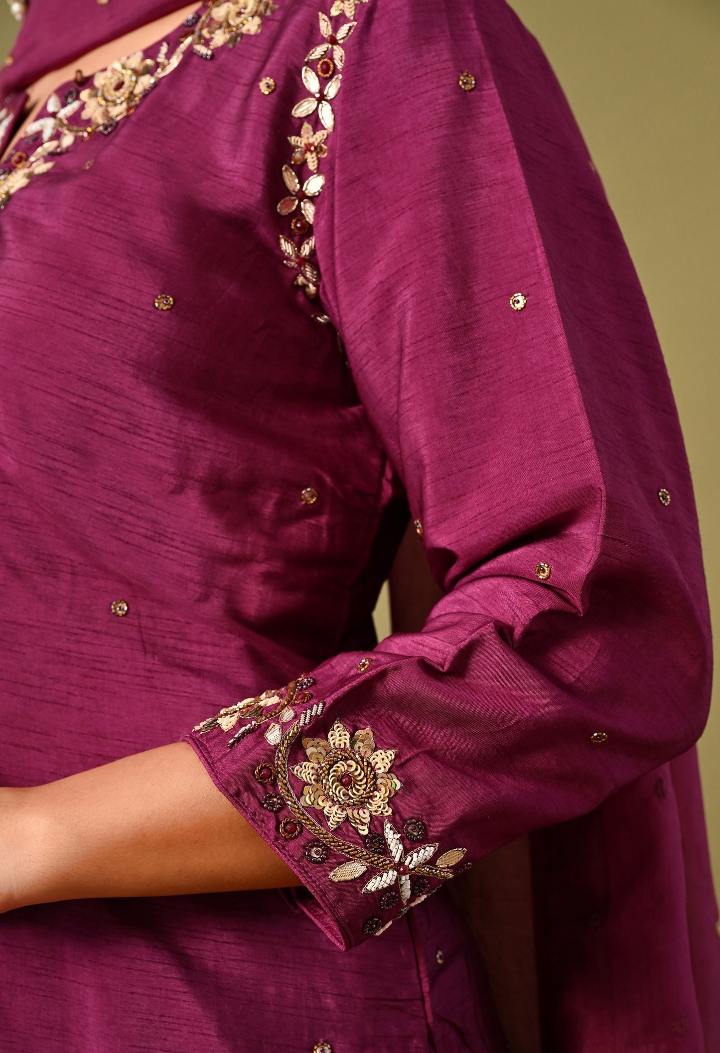 Elegant Black Pink Kurta Set with Intricate Zardozi Work