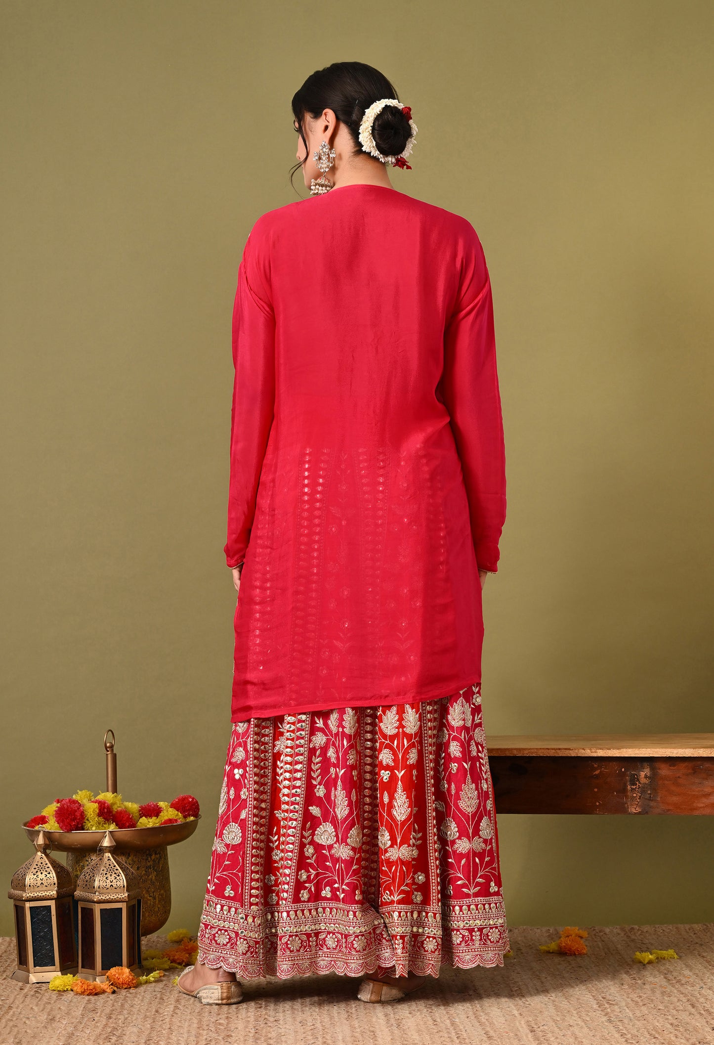 Graceful Pink Lehenga Set with Gotta and Zardozi Work