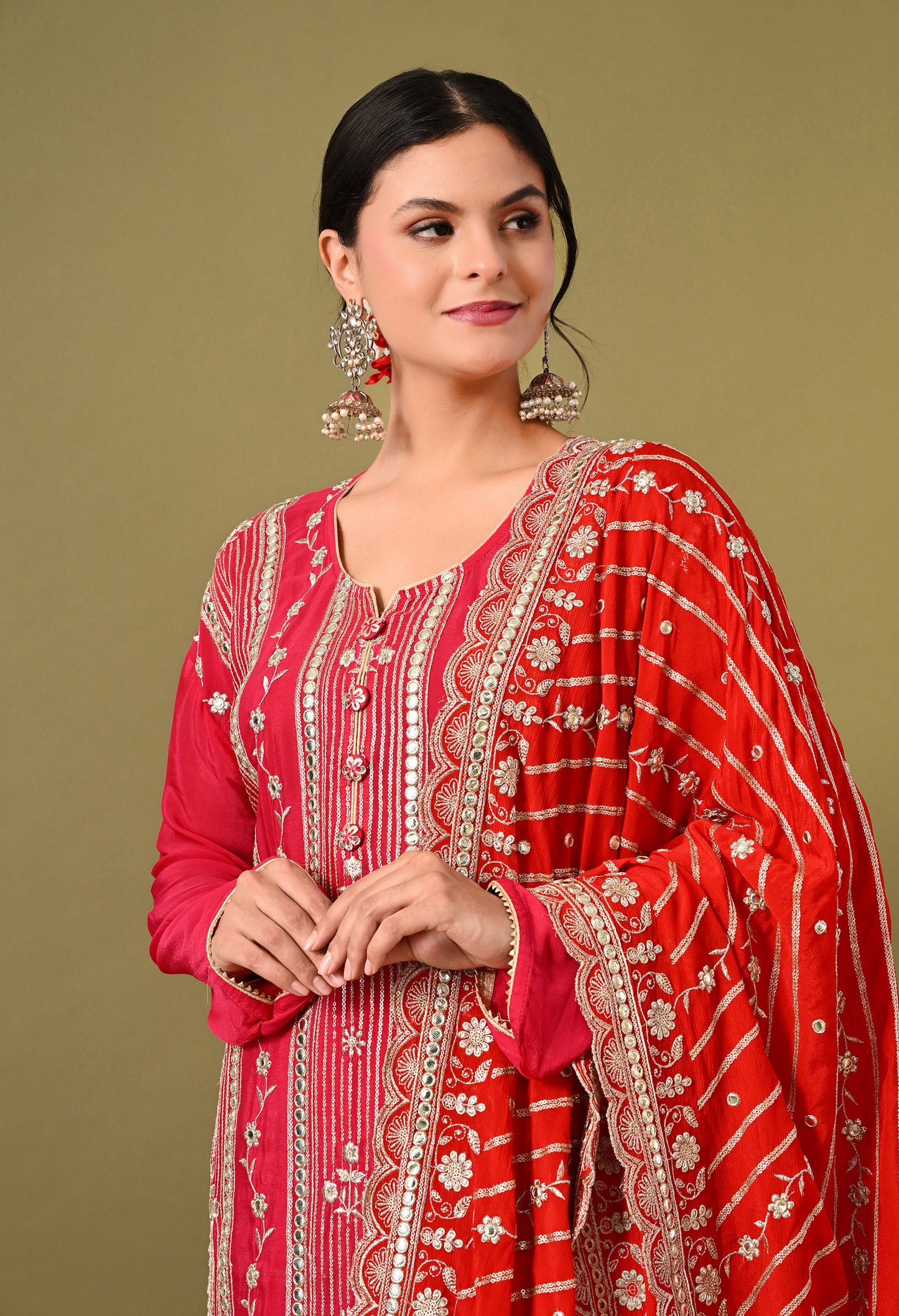 Graceful Pink Lehenga Set with Gotta and Zardozi Work