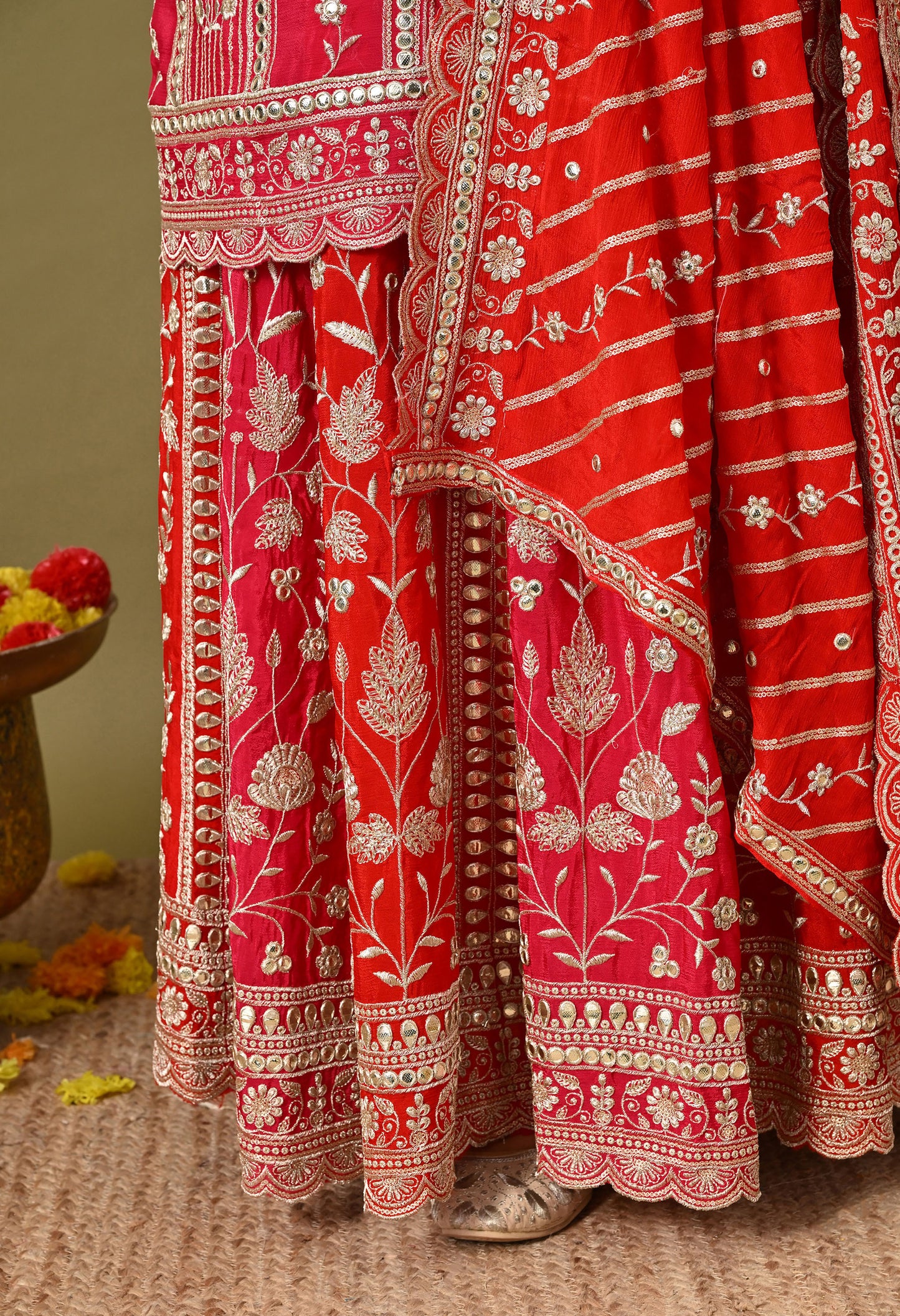 Graceful Pink Lehenga Set with Gotta and Zardozi Work