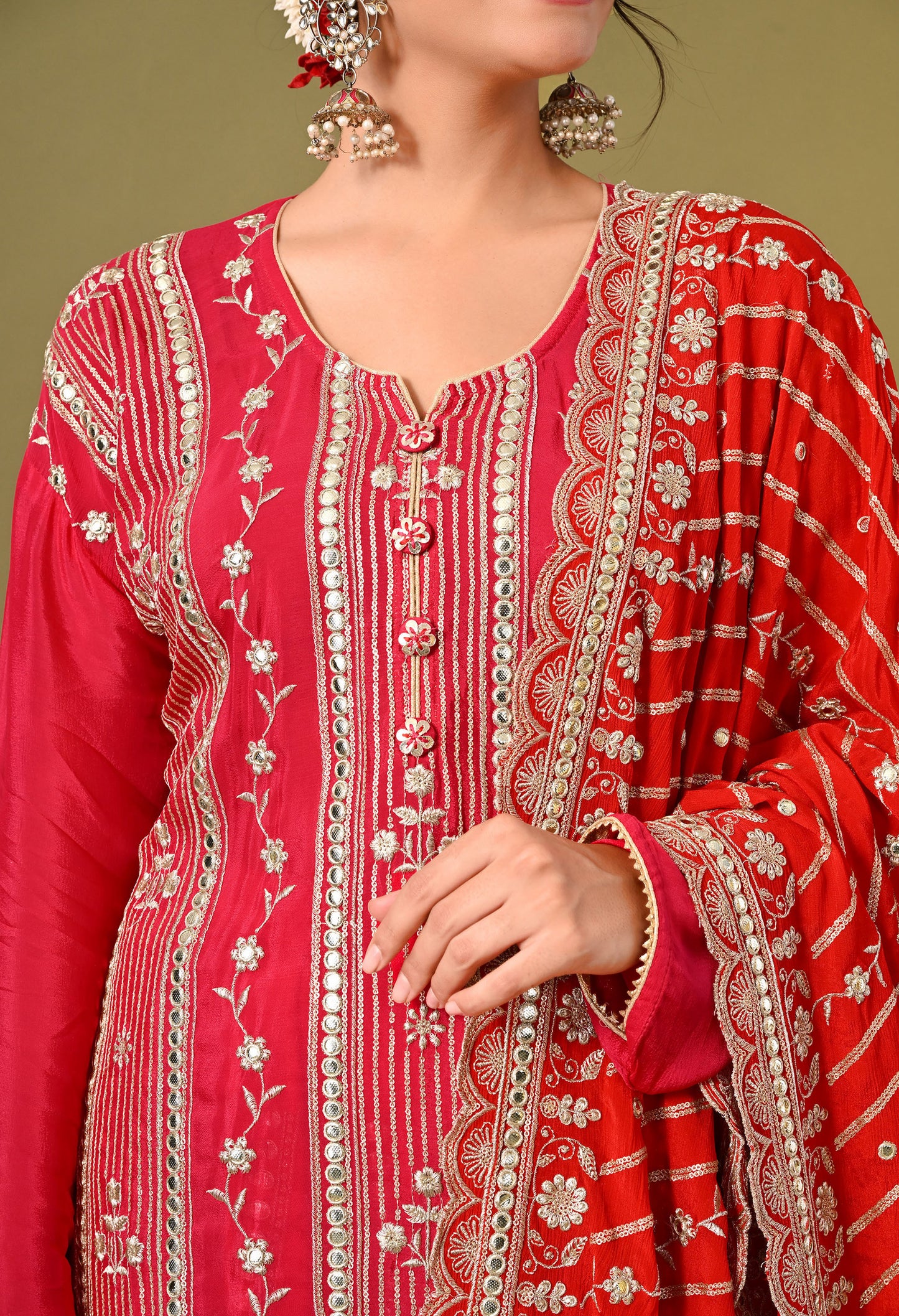Graceful Pink Lehenga Set with Gotta and Zardozi Work