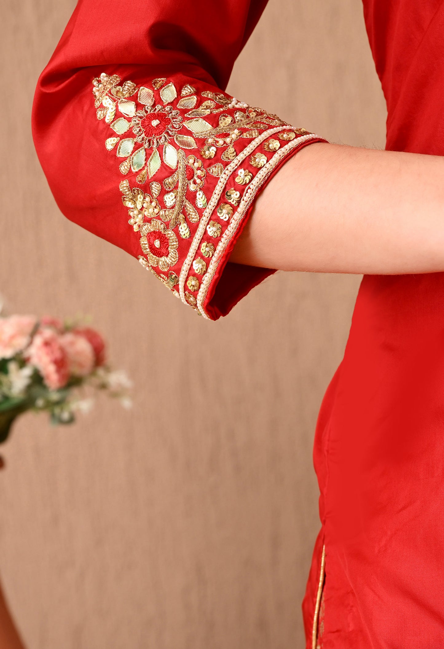 Ethereal Red Sharara Set with Gotta, Zardozi, and Sequence Work