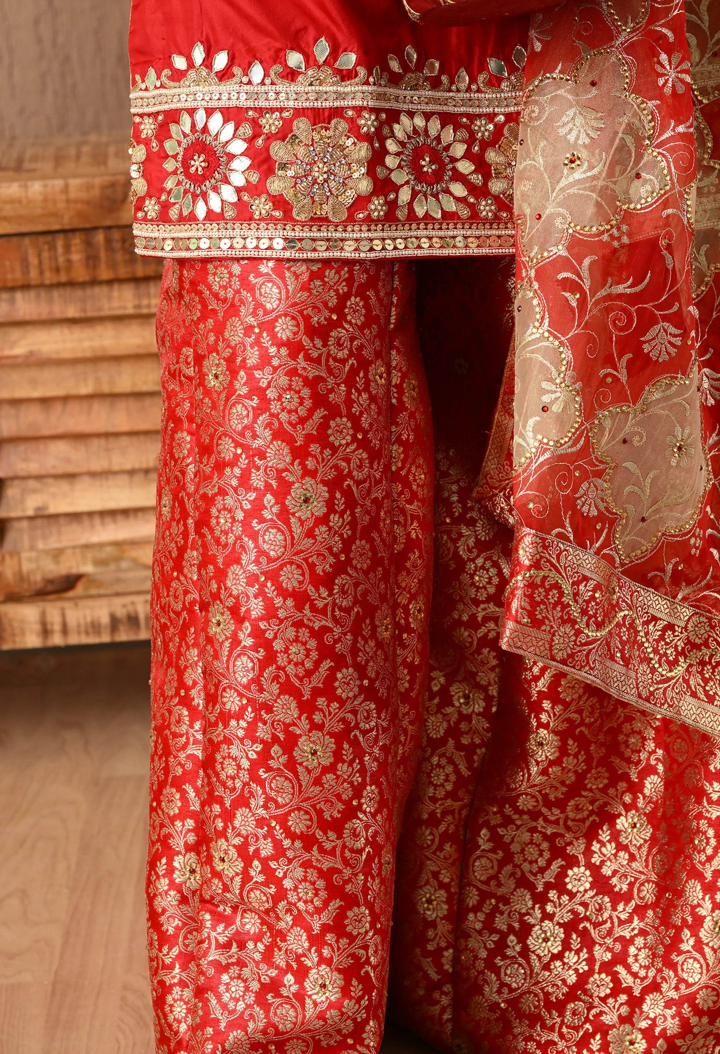 Ethereal Red Sharara Set with Gotta, Zardozi, and Sequence Work
