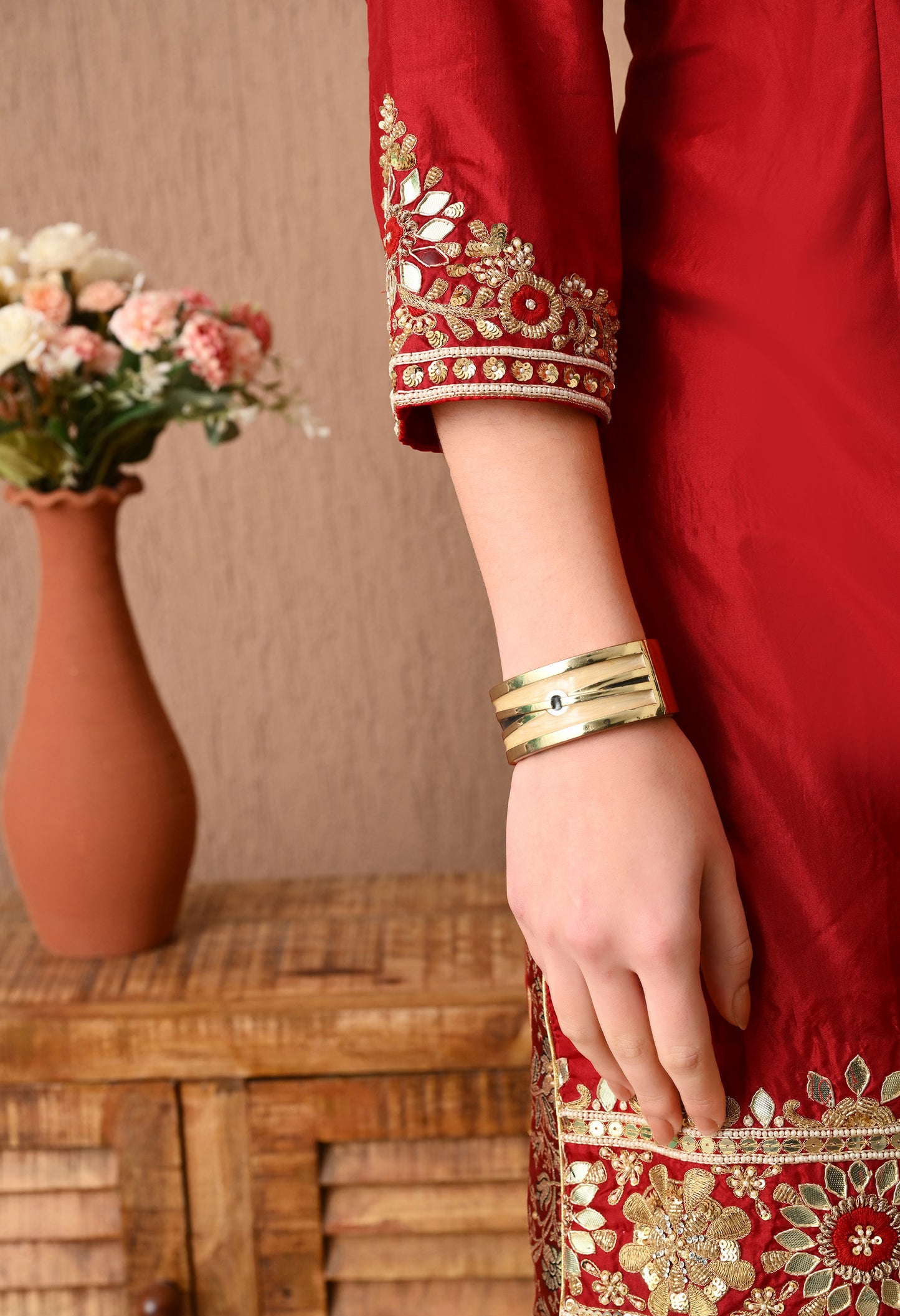 Sophesticated Maroon Sharara Set with Gotta, Zardozi, and Sequence Work