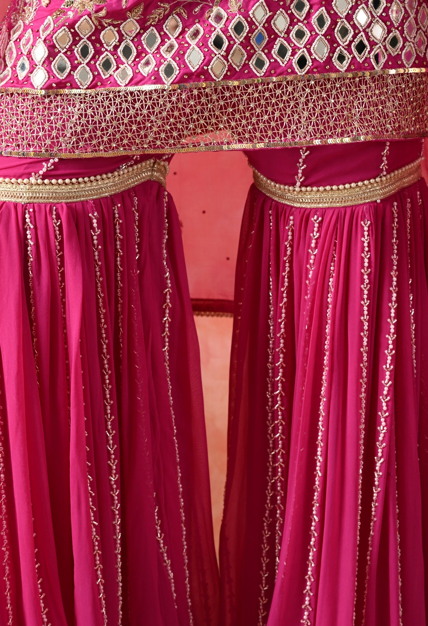 Rani Pink Gharara Set with Zardozi & Pearl Work