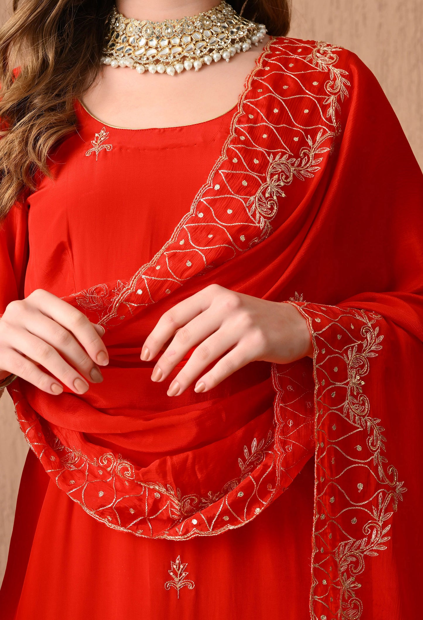 Beautiful Red Kurta Set with Excellent Zardozi and Sequin Work