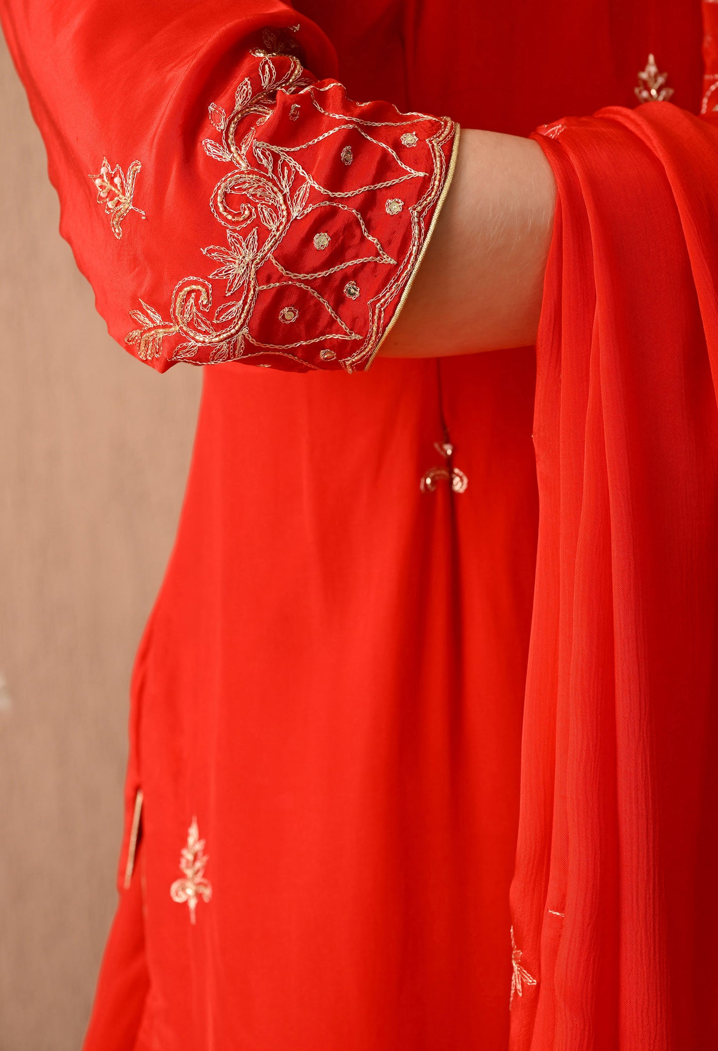 Beautiful Red Kurta Set with Excellent Zardozi and Sequin Work