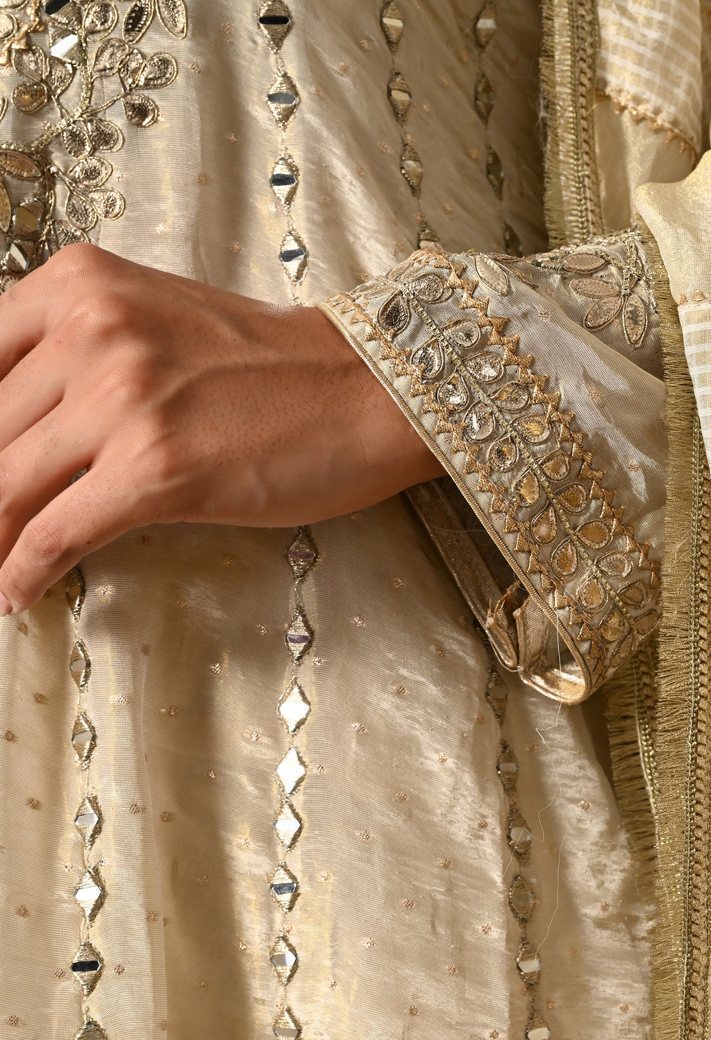 Special Cream Kurta Set with Gotta and Zardozi Work