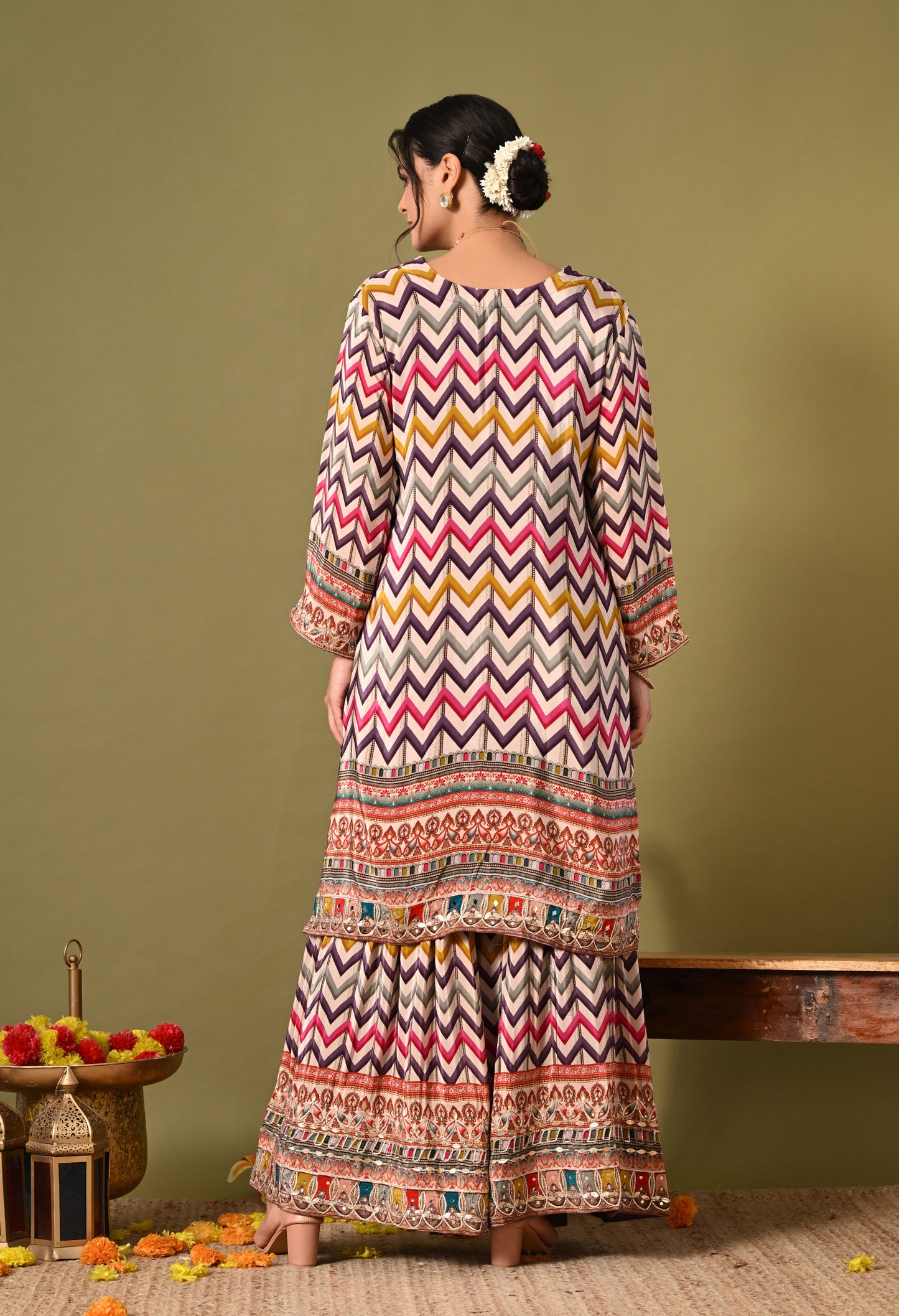 Beautiful Light Purple Sharara Set with Zardozi and Mirror Work