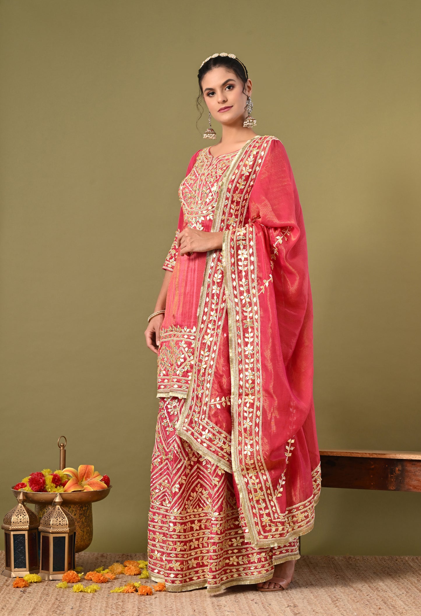 Dreamy Pink Lehenga Set with Gotta Work