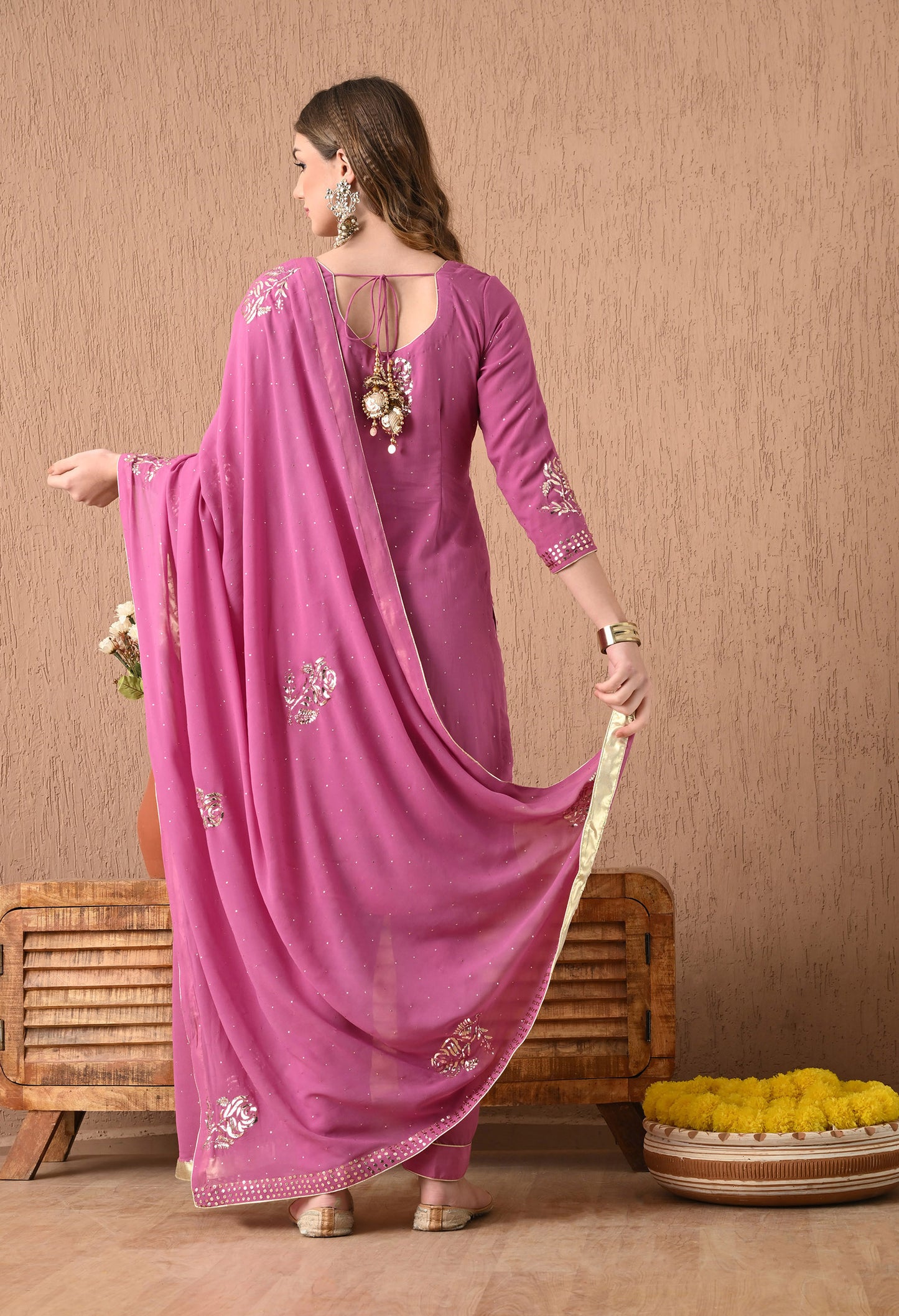 Stunning Light Purple Kurta Set with Mukaish work