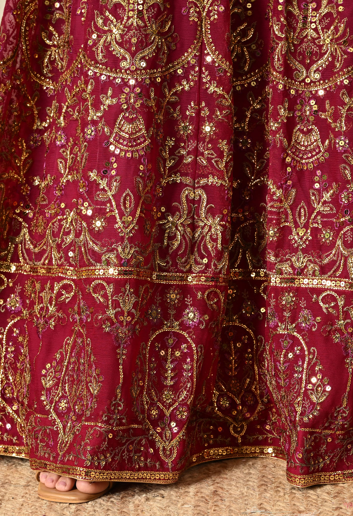 Hot Pink Anarkali with Zardozi and Sequin Work