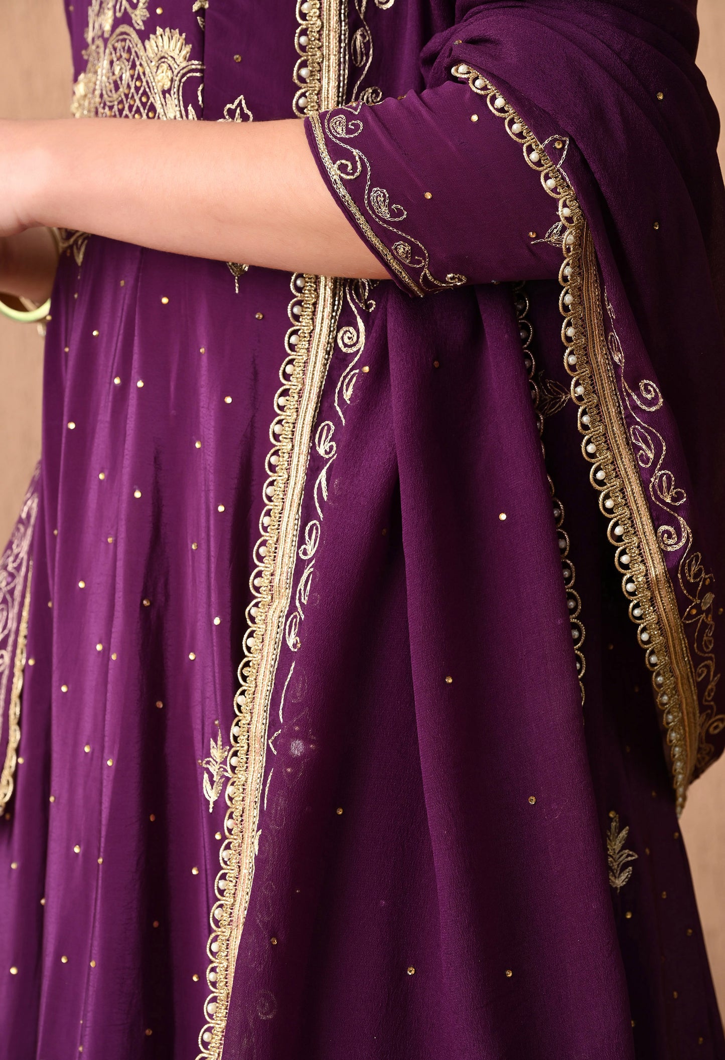 Mesmerising Wine Anarkali Set with Zardozi and Sequin Work