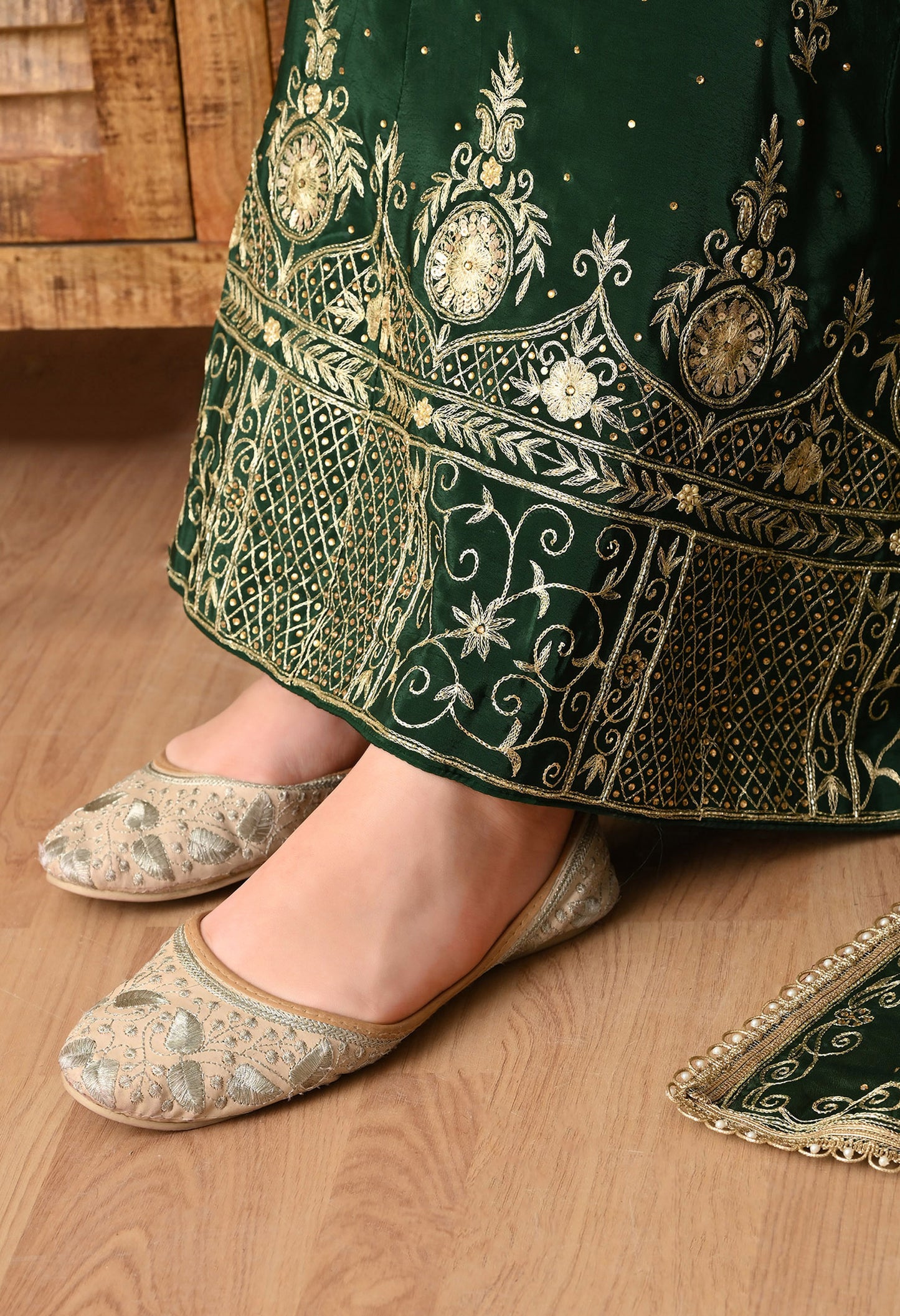 Stunning Bottle Green Anarkali Set with Zardozi and Sequin Work