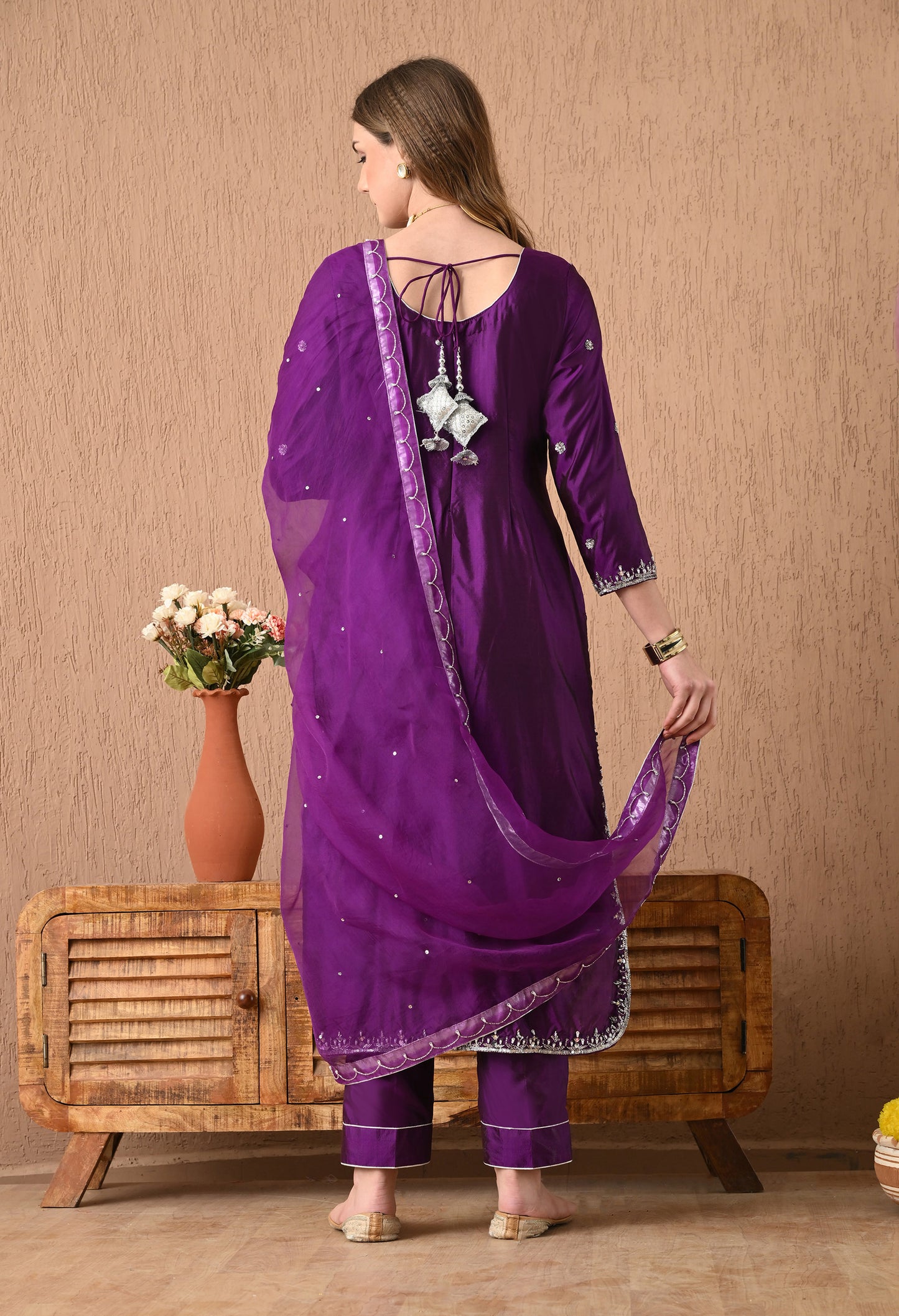 Astonishing Purple Kurta Set with Zardozi, Sippy, Pearl, and Cutdana Work
