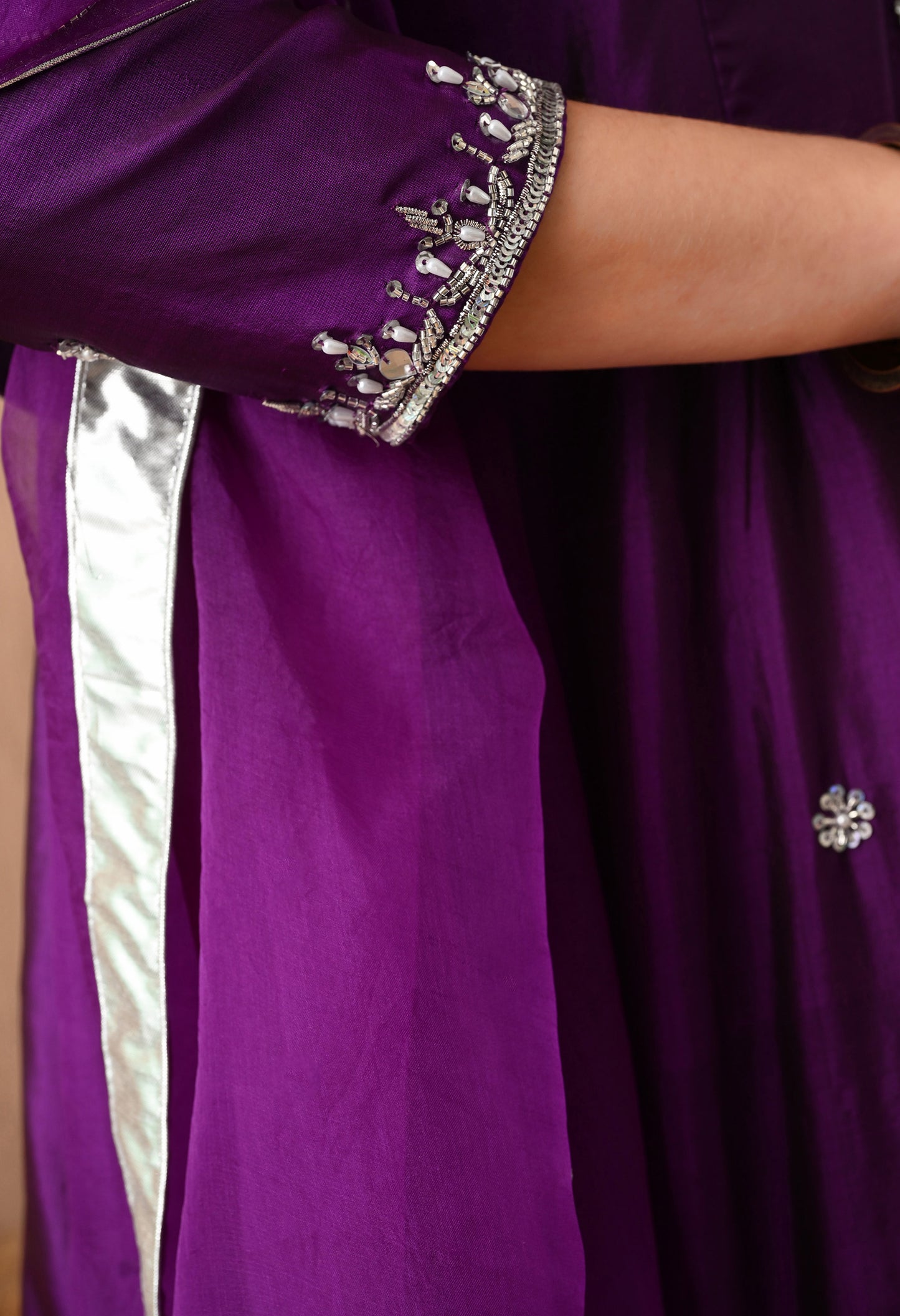 Astonishing Purple Kurta Set with Zardozi, Sippy, Pearl, and Cutdana Work