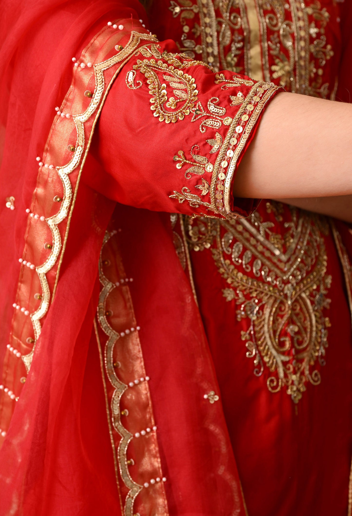 Etheral & Elegant Red Kurta Set with Gota Patti, Zardozi, and Sequin Work