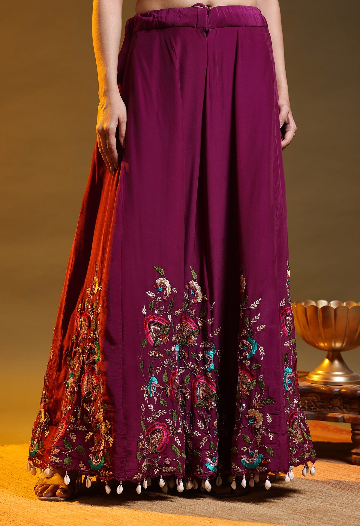 Purple Crepe & Organza Zardozi–Sequin Sharara Set