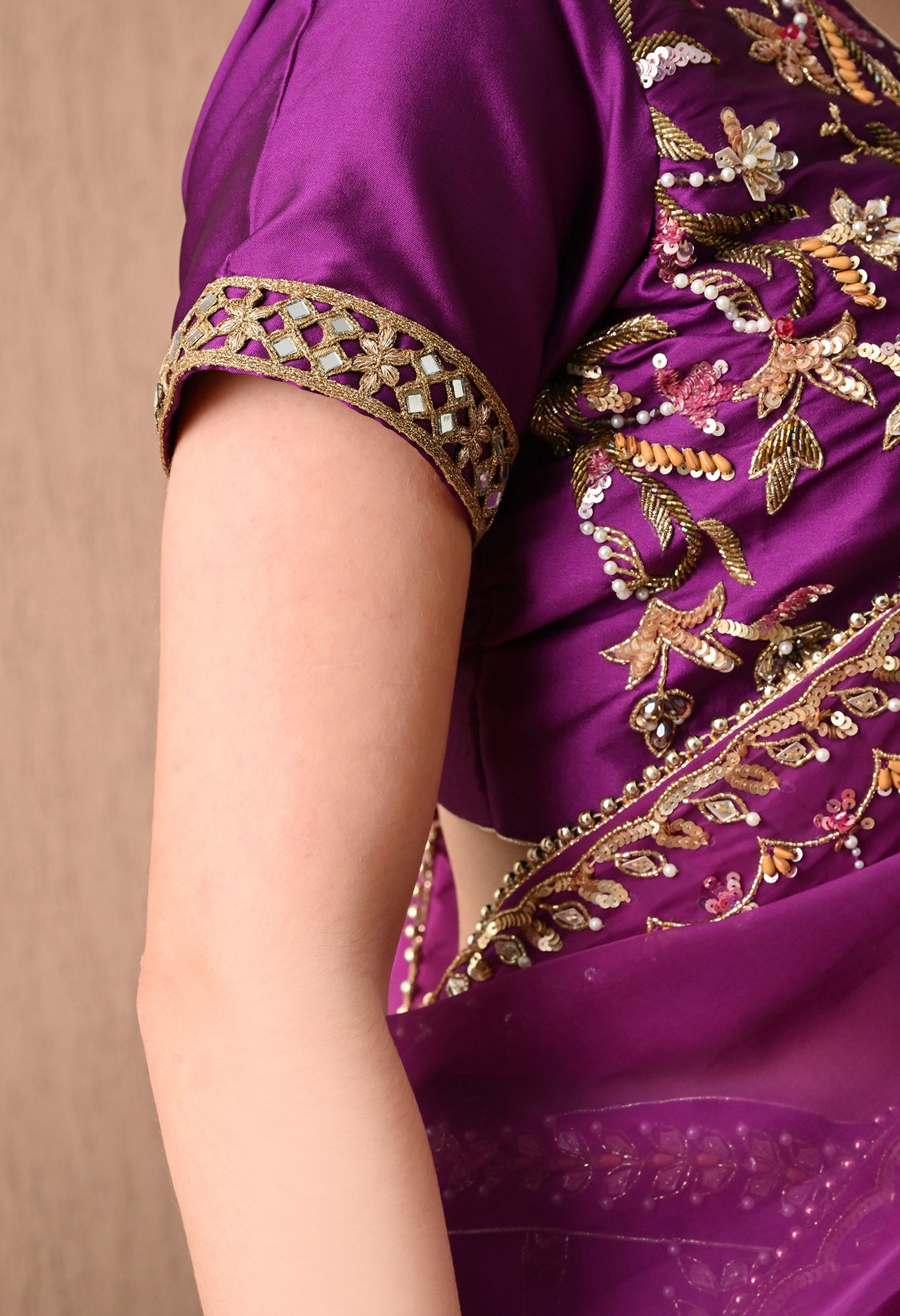 Purple Zardozi Lehenga with Crystal and Cutdana