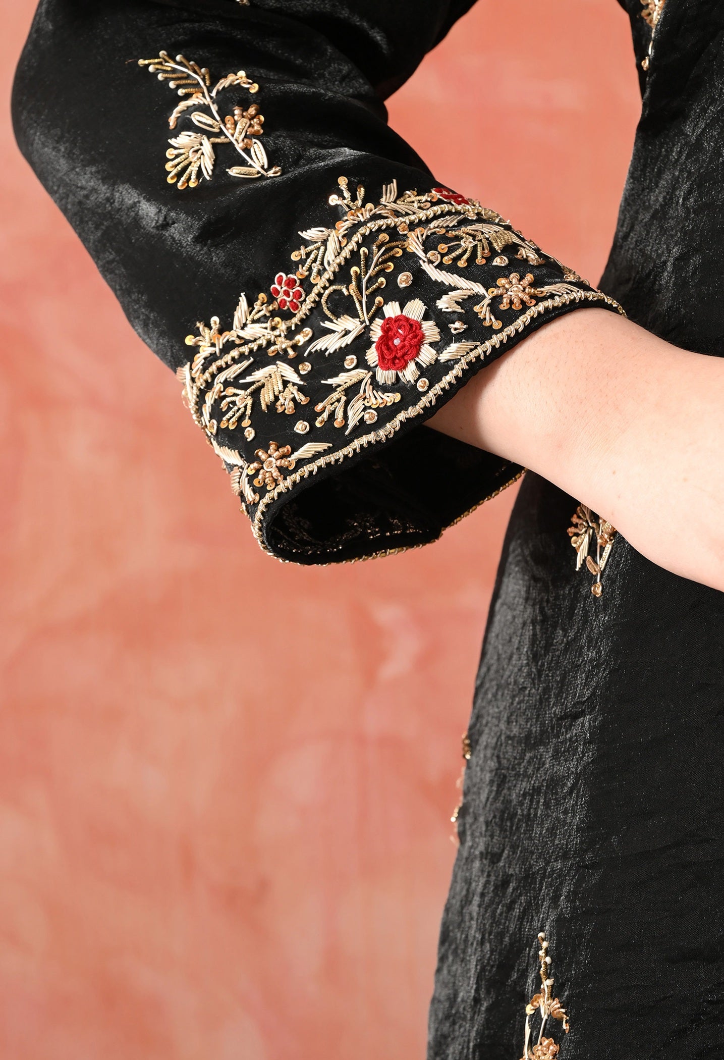 Black Gharara Set with Zardozi & Dabka Work