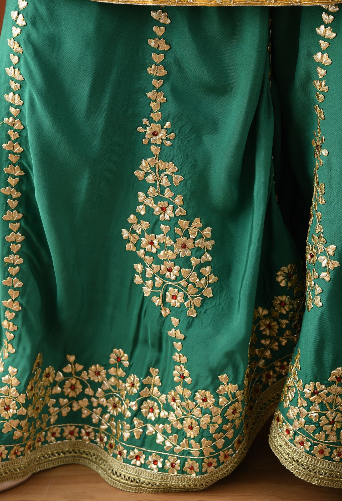 Yellow Gotta Sharara Set with Crystal Detailing
