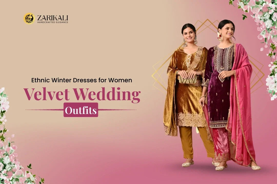 Ethnic Winter Dresses for Women: Velvet Wedding + Haldi Outfits