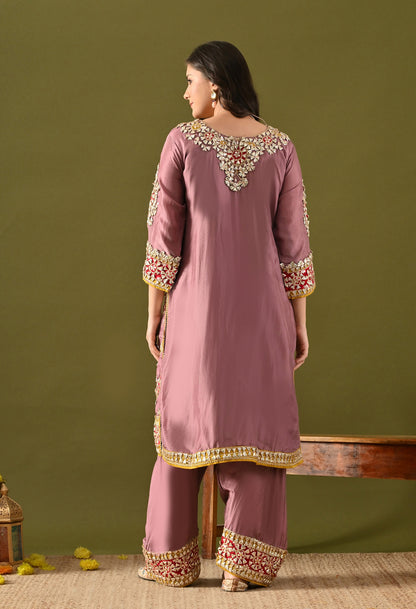 Purple Tissue Silk & Organza Gotta–Applique Kurta Set