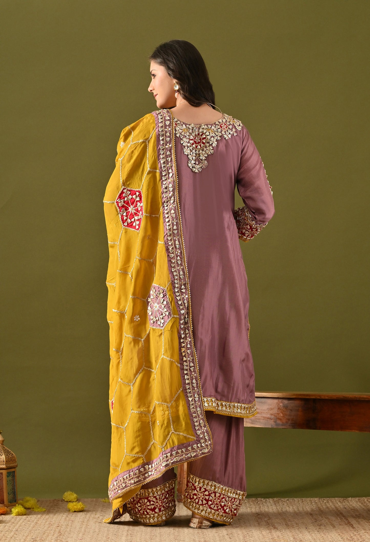 Purple Tissue Silk & Organza Gotta–Applique Kurta Set