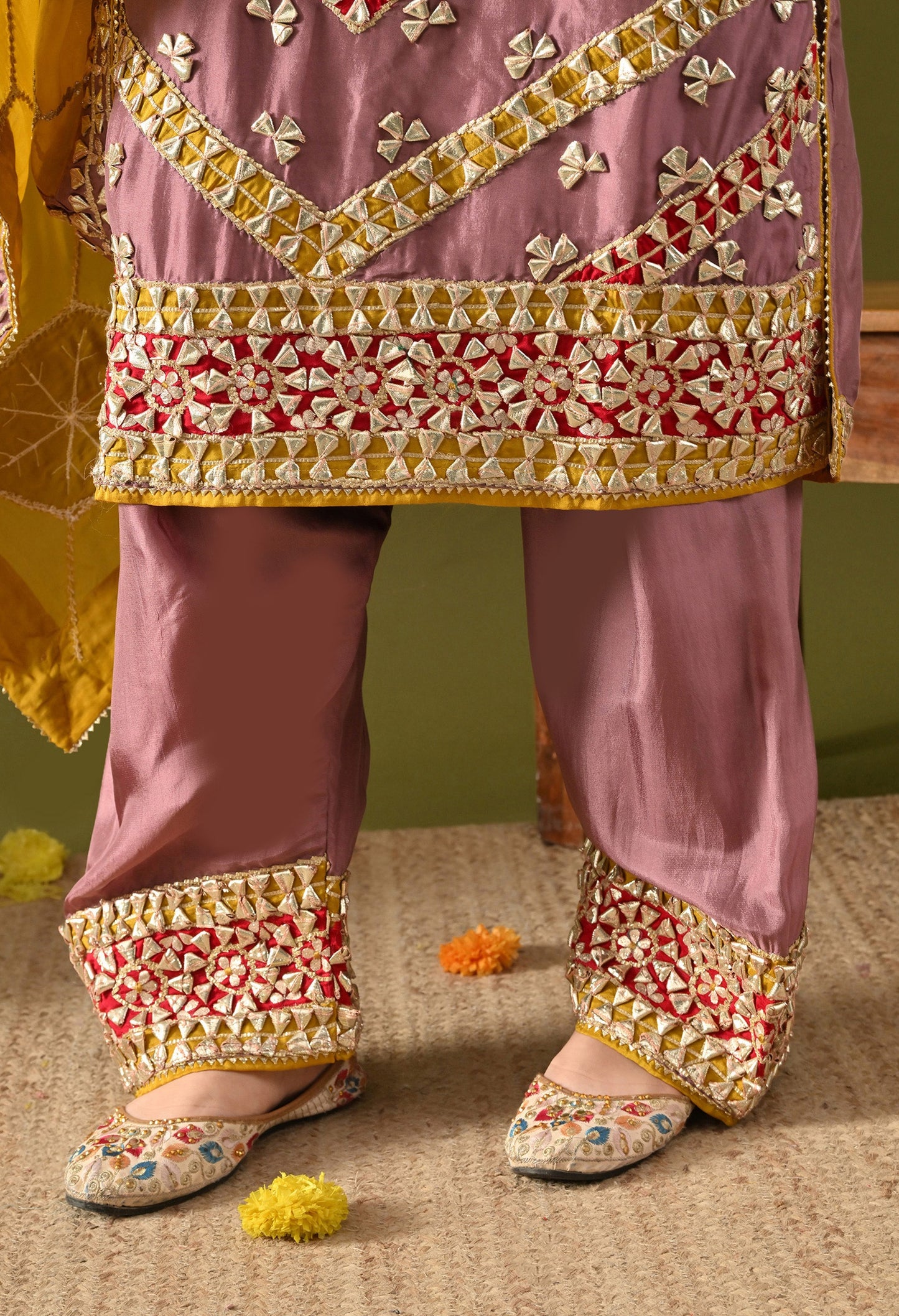 Purple Tissue Silk & Organza Gotta–Applique Kurta Set