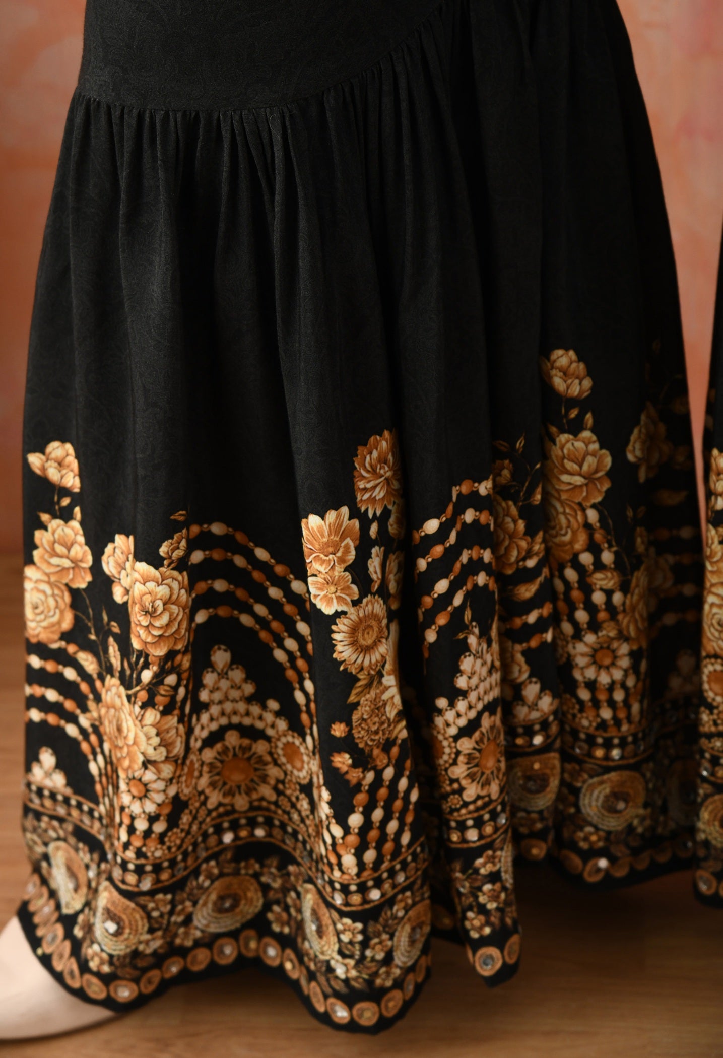 Black Kaftaan Gharara Set with Mirror Work